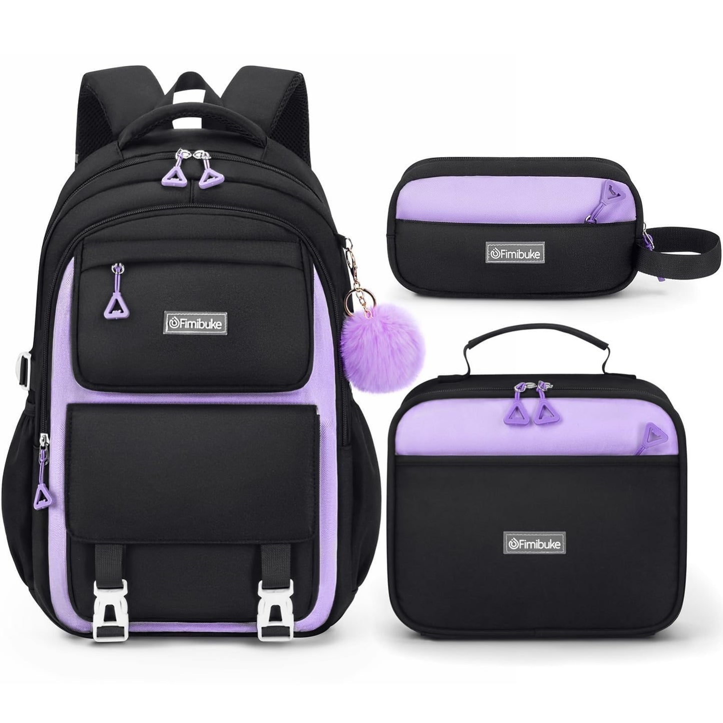 Waterproof School Backpack for Girls with Lunch Box & Pencil Case   Stylish & Du1