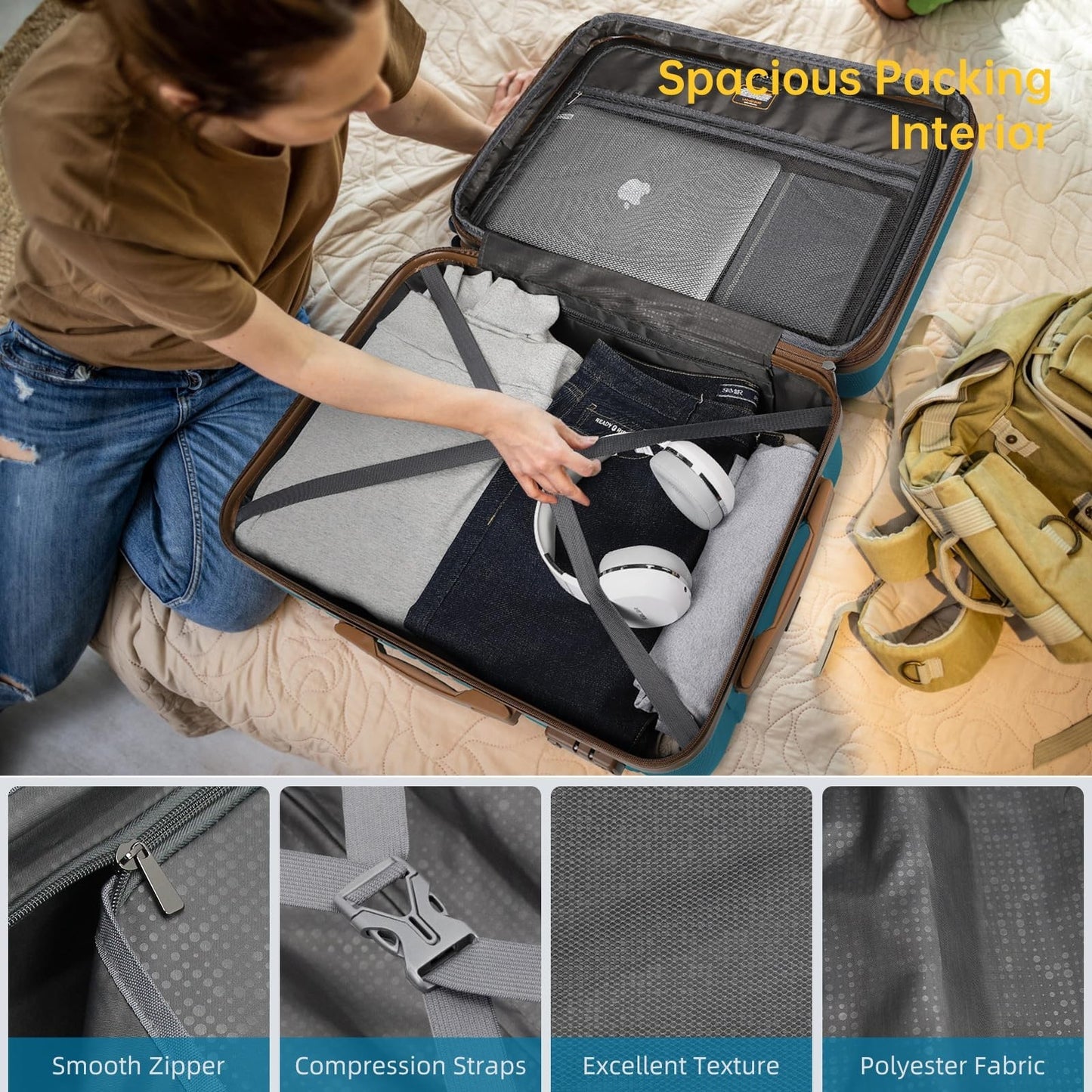 Expandable 6-Piece Luggage Set with 360° Wheels, TSA Lock, Lightweight Hardshell7