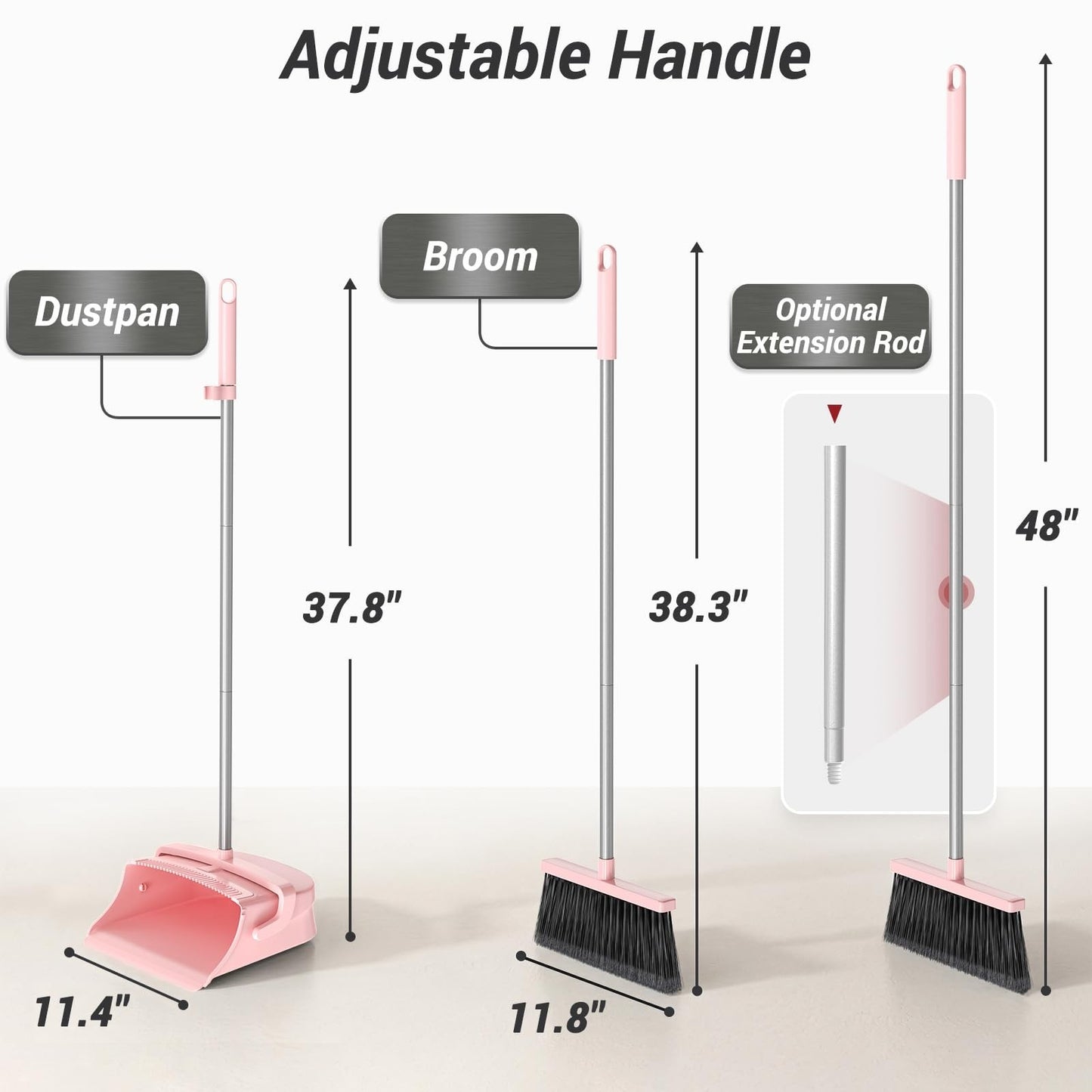 Pet Hair Broom & Dustpan Set - Long Handle Self-Cleaning for Home, Kitchen, Offi2
