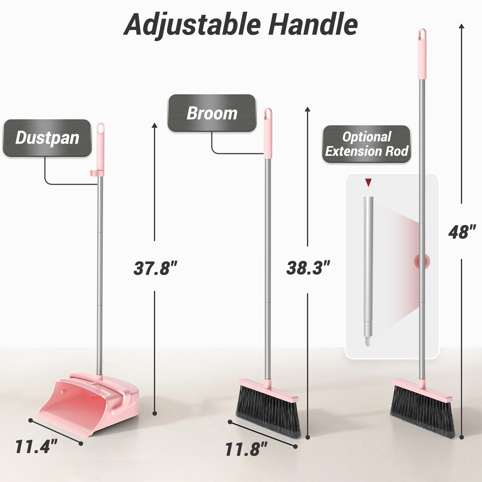 Pet Hair Broom & Dustpan Set - Long Handle Self-Cleaning for Home, Kitchen, Offi2