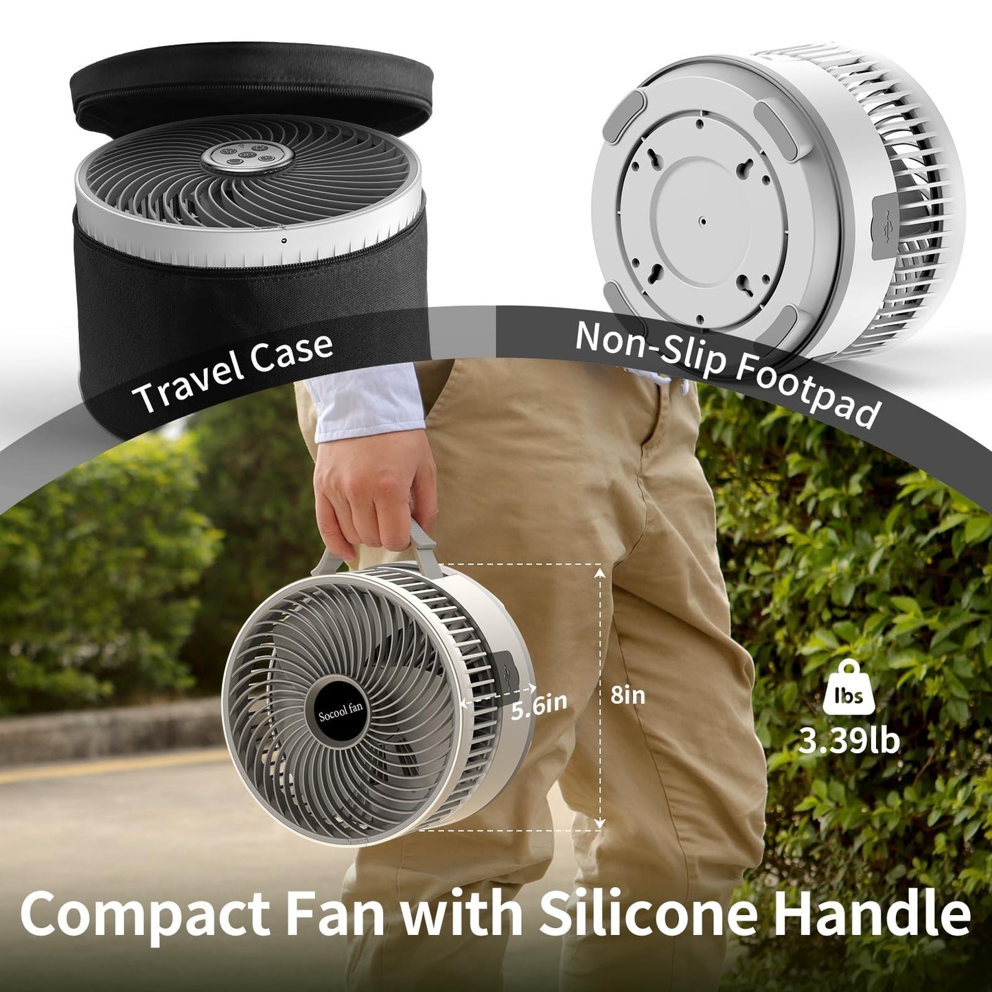 20000mAh Portable Rechargeable Fan   Foldable, 8 Speed, 112H Battery Life, Remot6