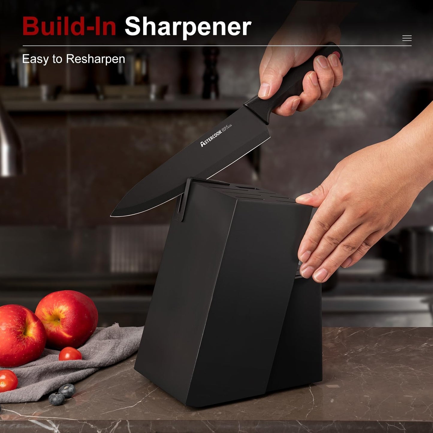 15 Piece Kitchen Knife Set with Block & Sharpener   Stainless Steel, Dishwasher2