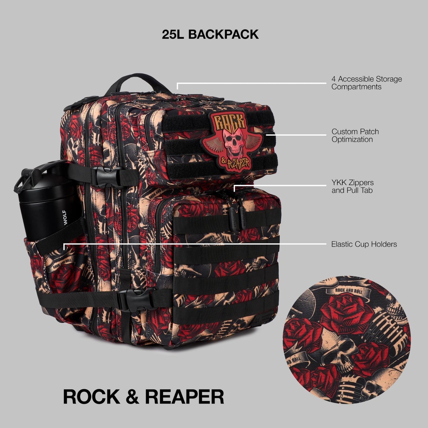 Durable 25L Waterproof Gym Backpack   1000D Oxford, MOLLE Webbing, Laptop Pocket2