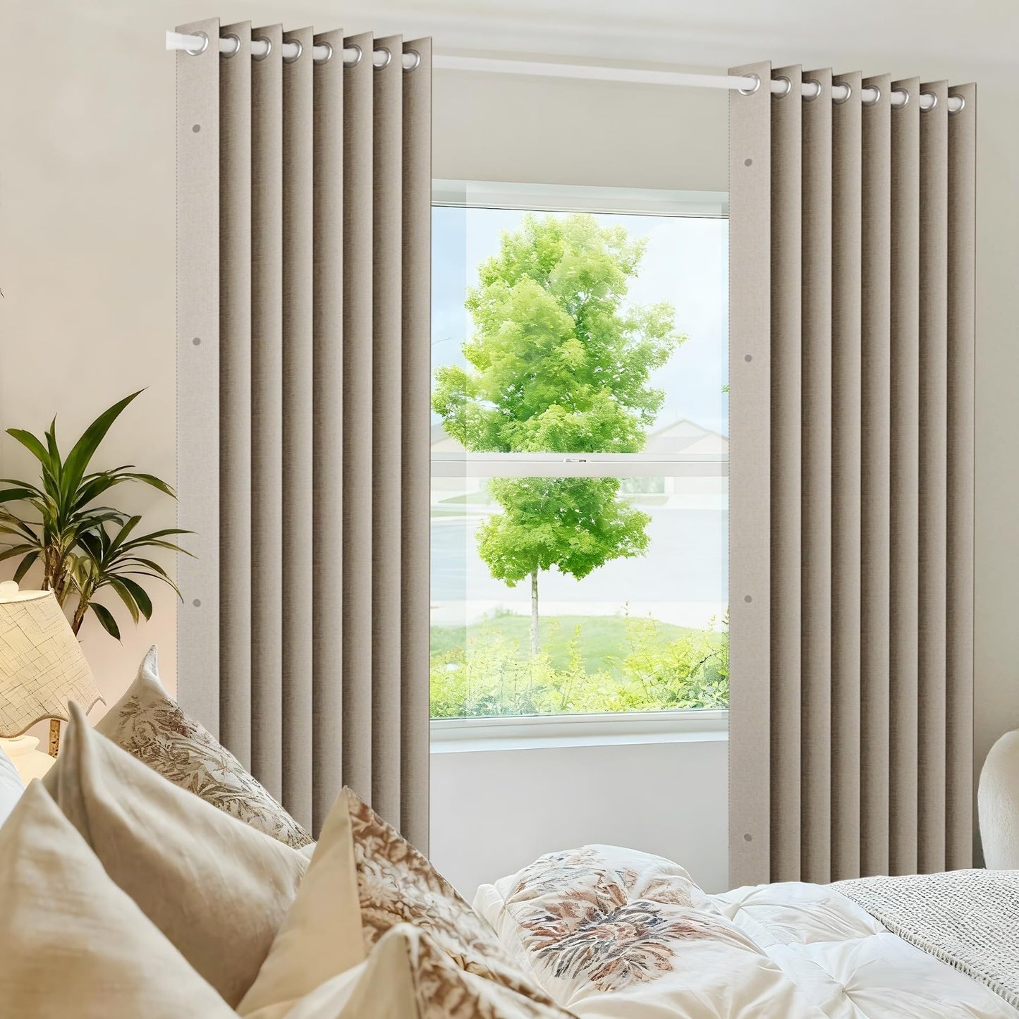 100% Blackout Magnetic Door Curtain   Pleated Room Divider Drapes, 1 Panel, W458