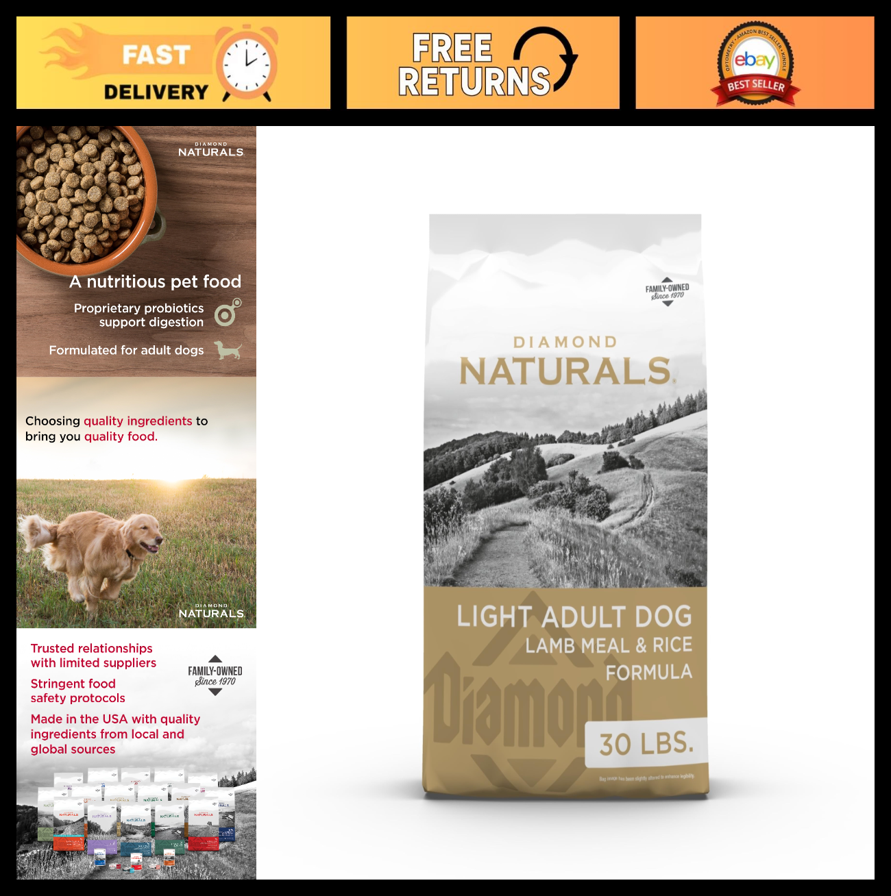 Premium Light Adult Dry Dog Food, Lamb Meal & Rice, 30lb   Healthy Weight Formul0