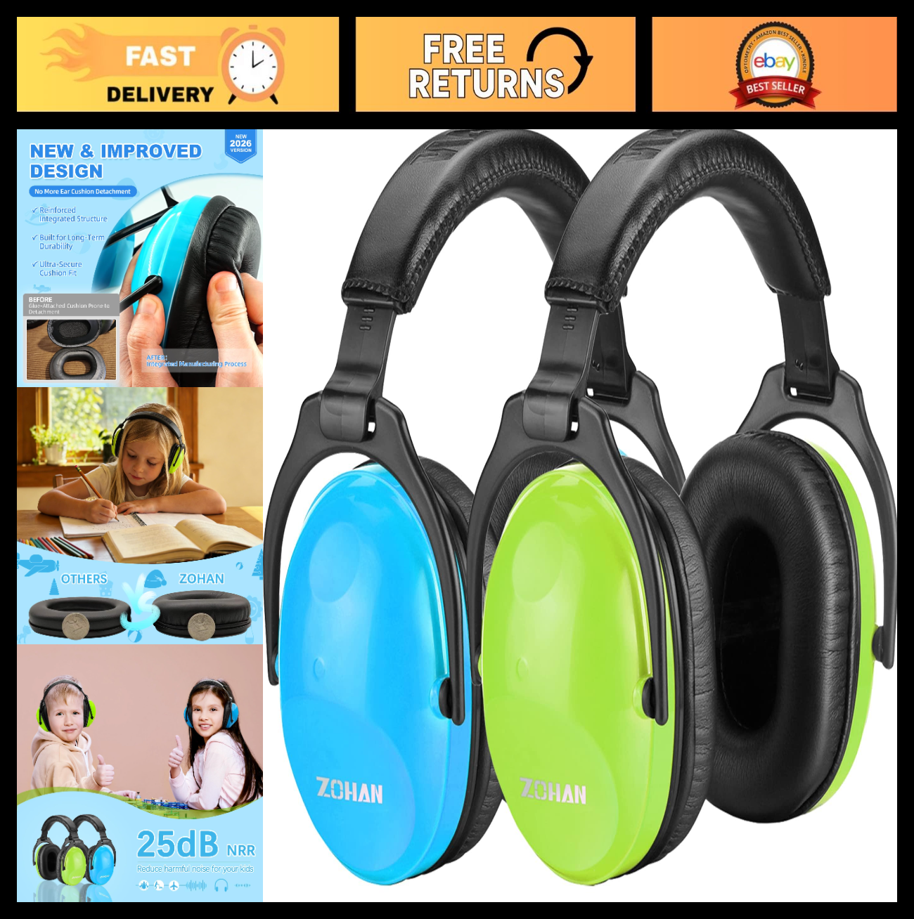 Kids Noise Cancelling Headphones 25dB NRR, Soft Ear Protection for Autism, Event0