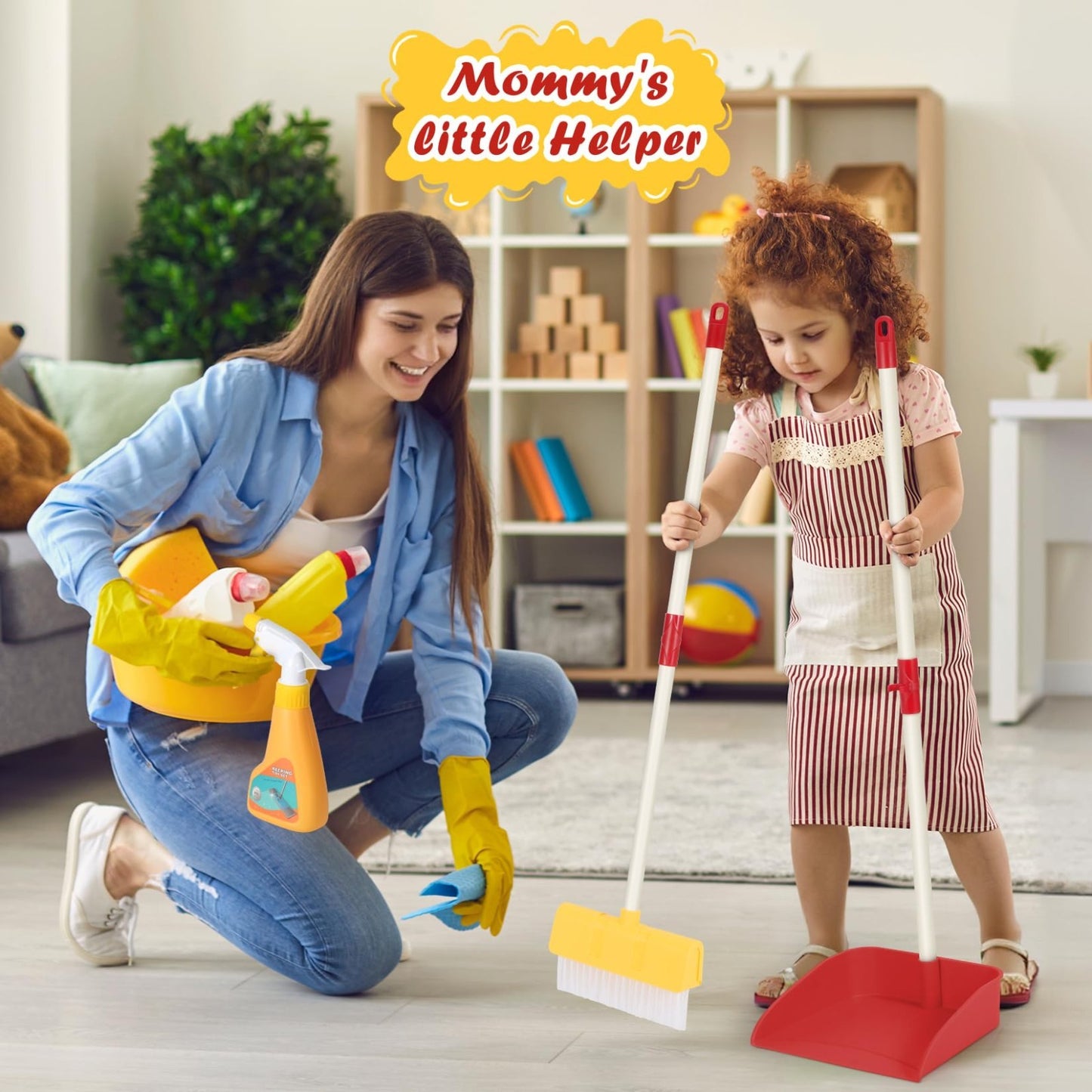 Kids Cleaning Toy Set - 6PCS Broom & Dustpan Pretend Play for Ages 3-6, Role Pla2