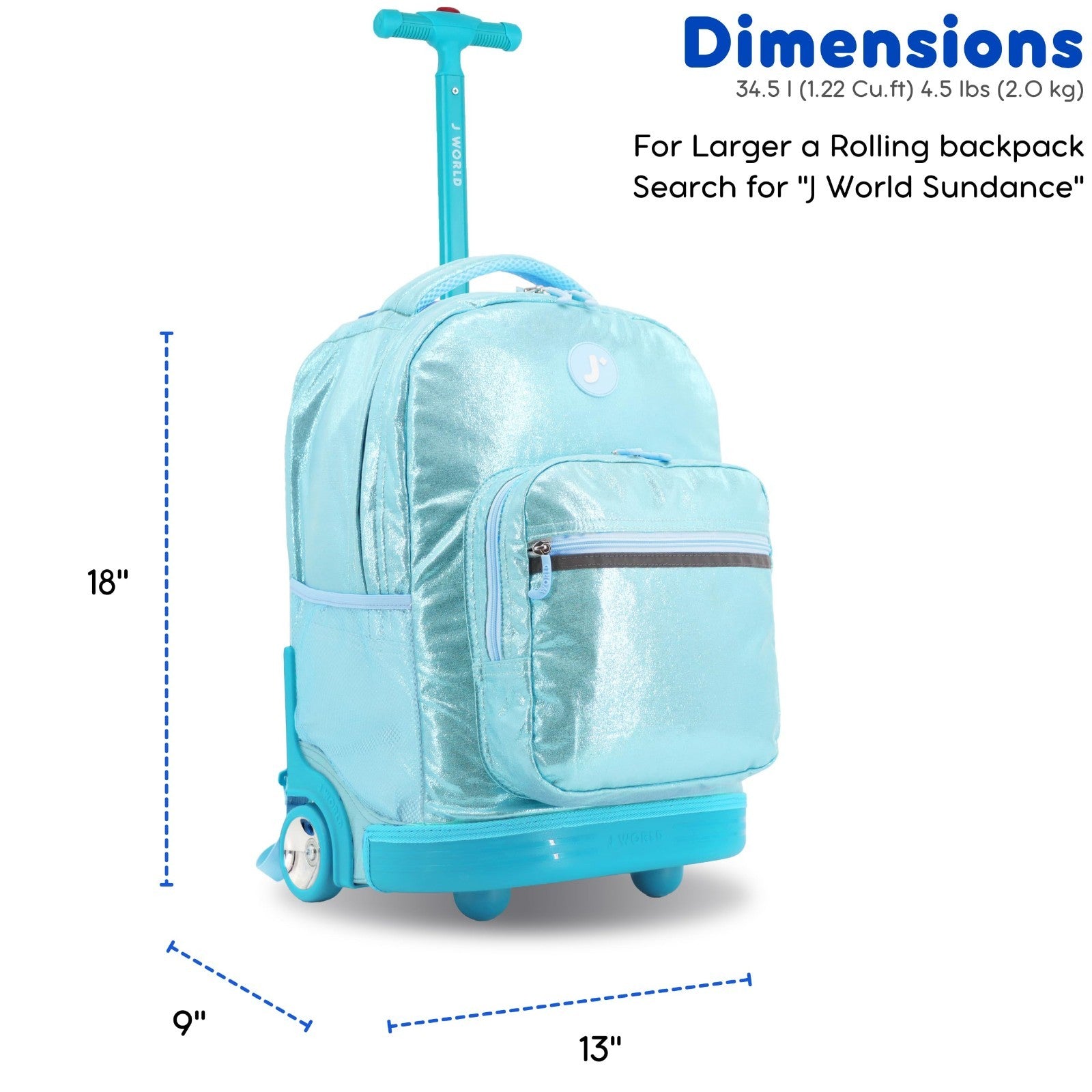 Kids Rolling Backpack with Wheels, School Roller Bookbag for Girls & Boys, 18"x16