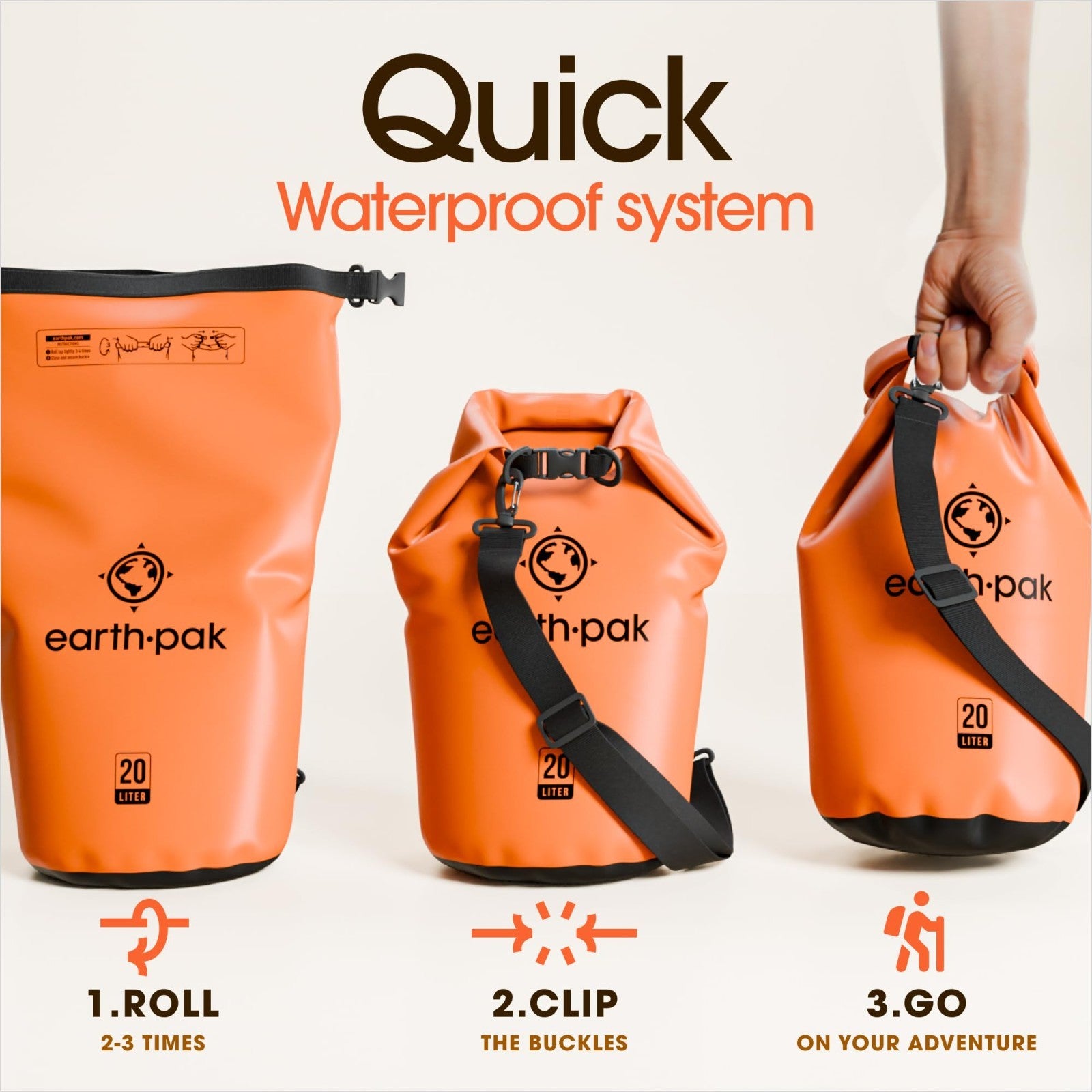Waterproof Dry Bag Backpack   Roll Top Kayak Gear Sack with Phone Case, 20L4