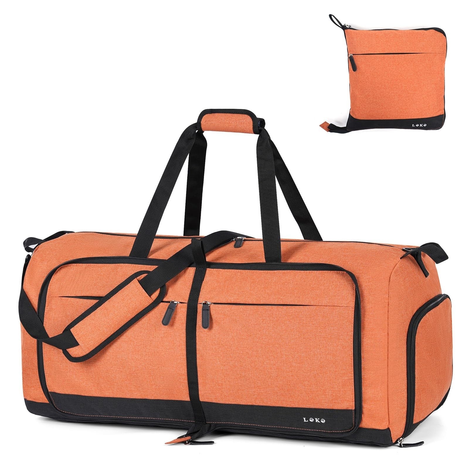 Large 80L Foldable Travel Duffel Bag with Shoe Compartment & Straps, Weekend Car1