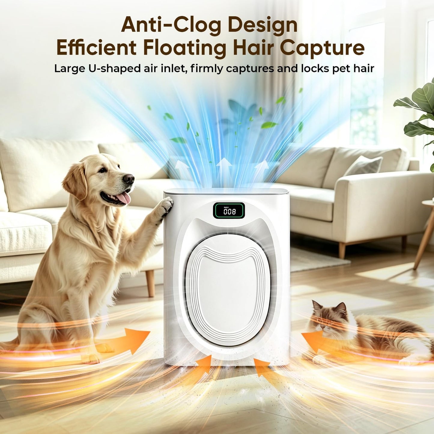 Air Purifier for Large Rooms 2500 sq ft - Removes Pet Hair, Dander, Odors, H13 H2
