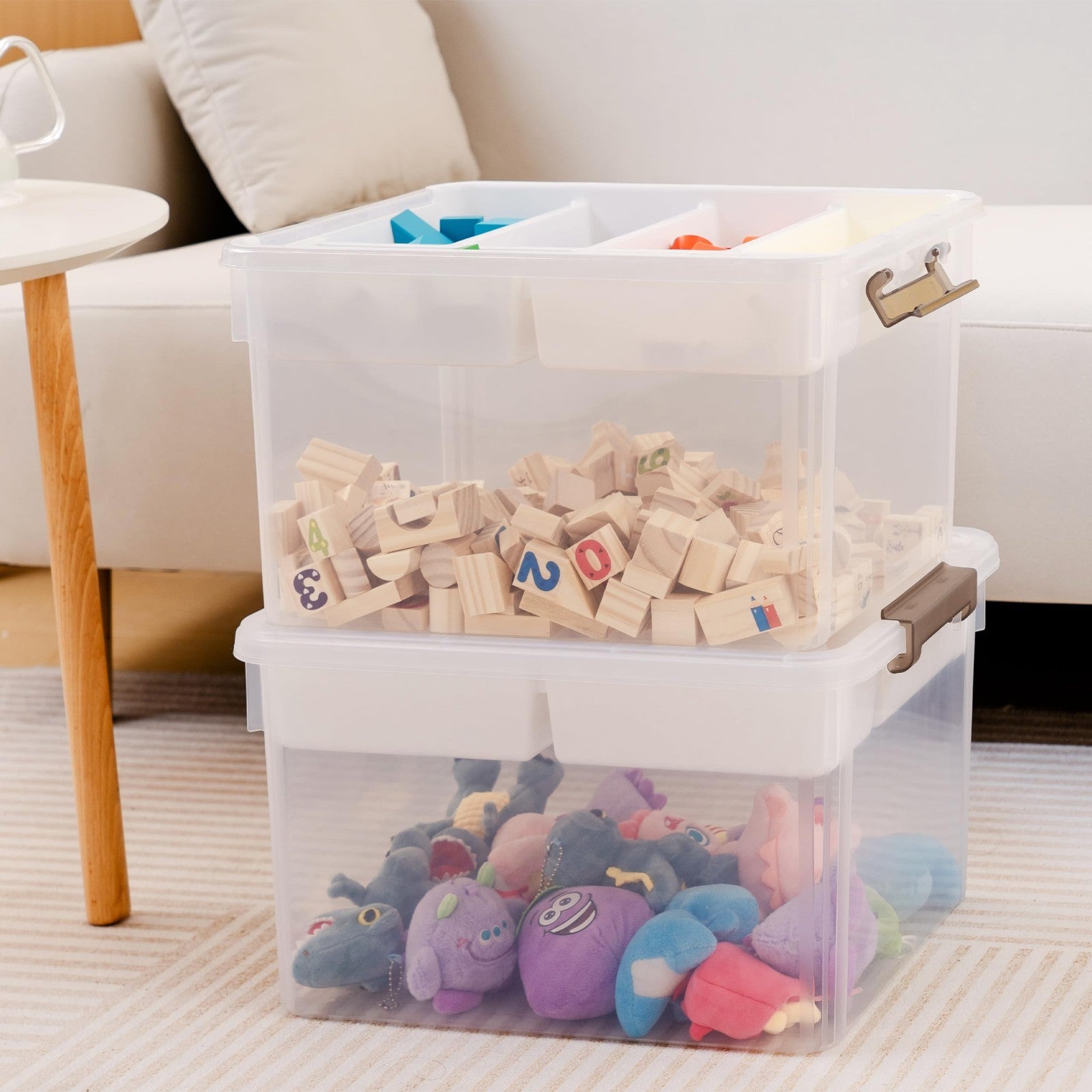 Clear Craft Organizers 32QT Storage Box with Tray   2 Pack, Ideal for Home & Off5