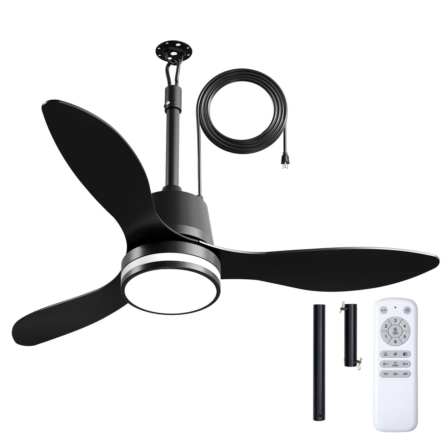 42" Outdoor Ceiling Fan with Lights, Waterproof Gazebo Fan, Remote Control, 6 Sp1