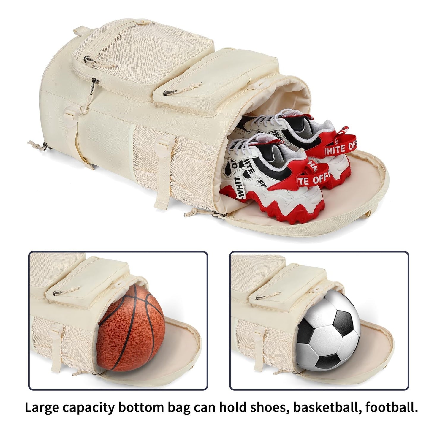 Waterproof Gym Duffel Backpack with Shoe Compartment, 4 Carry Methods, Sports &3