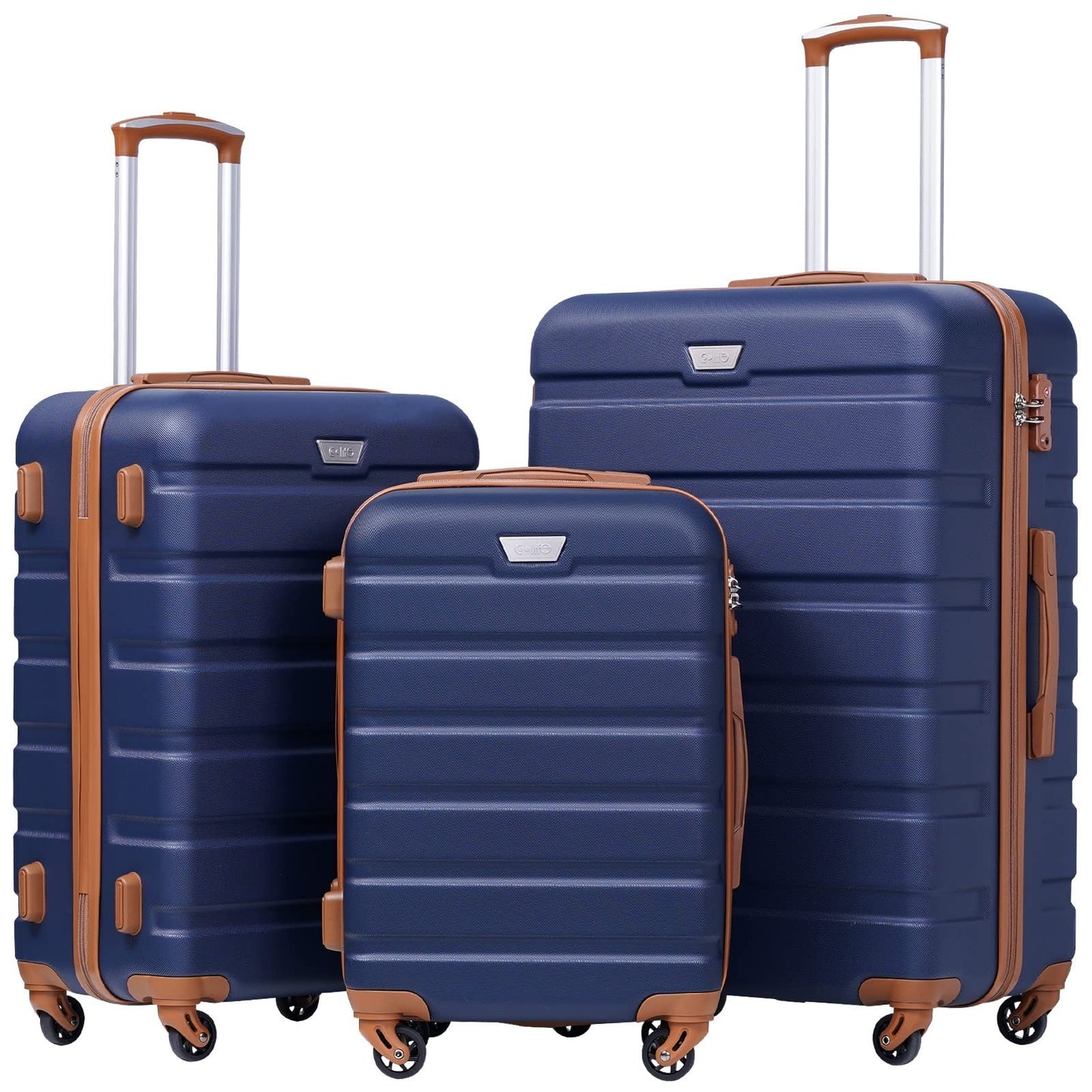 Lightweight 3-Piece Hardshell Luggage Set, 360° Spinner Wheels, TSA Lock, Family1