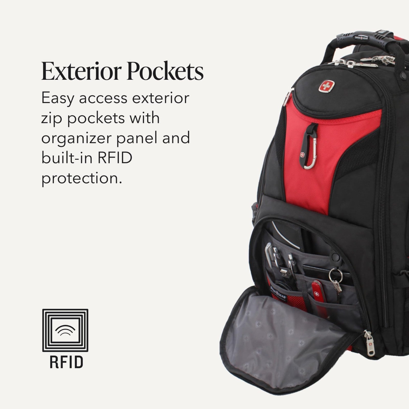 17 Inch TSA Laptop Backpack, Travel Friendly, Water Resistant, Black/Red3