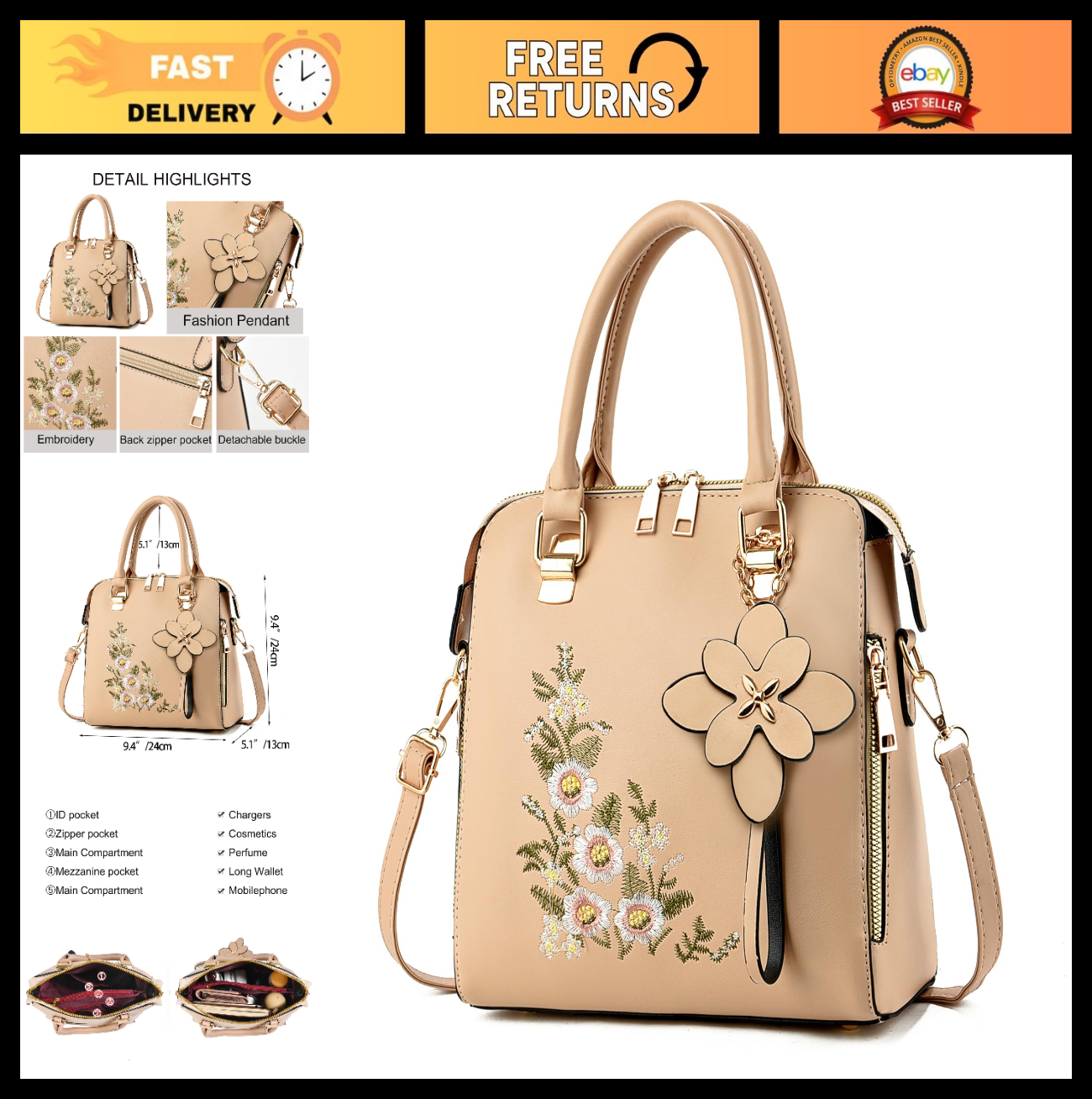Vintage Embroidered Crossbody Purses for Women - Stylish Satchel Handbags0