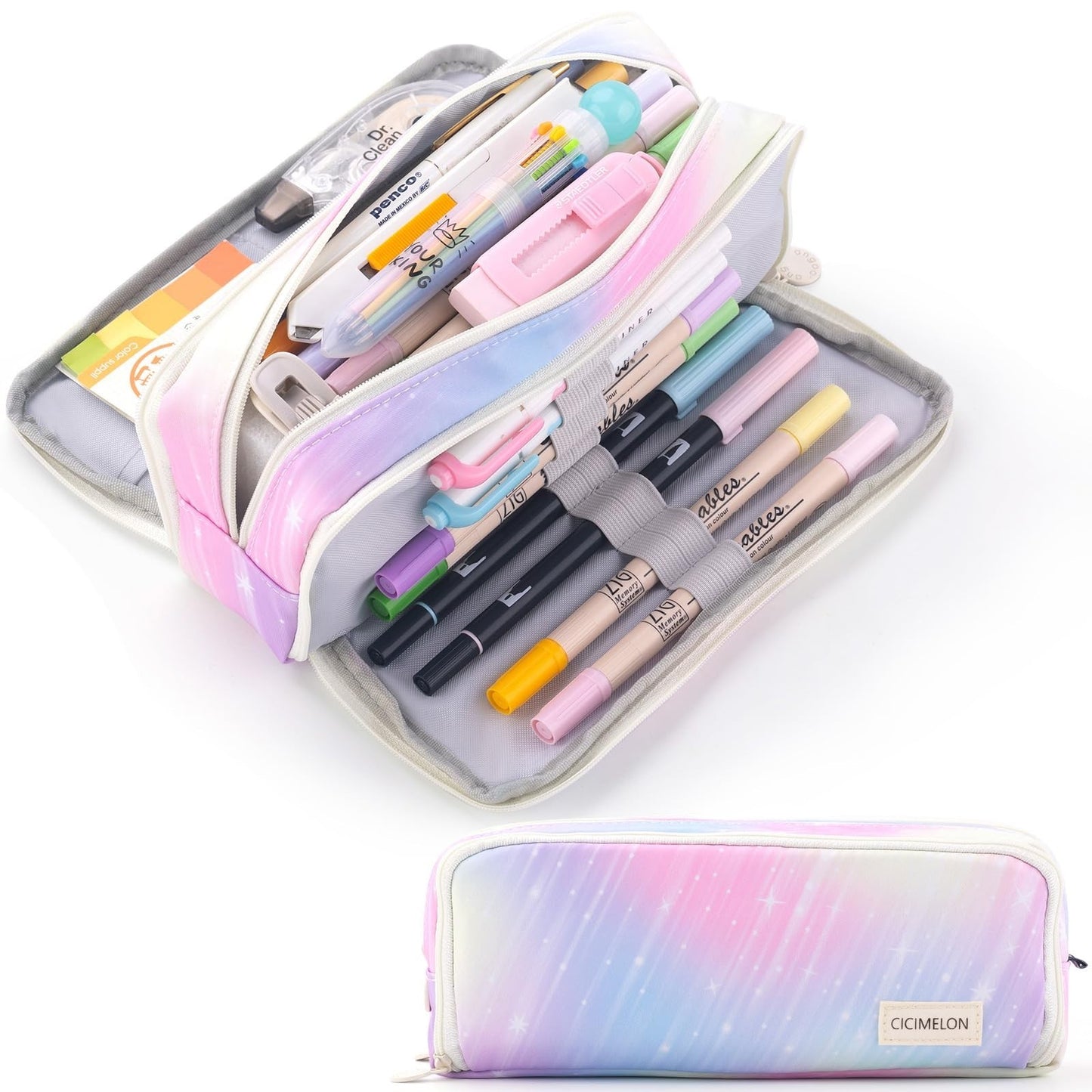 Large Capacity 3 Compartment Pencil Case Pouch for School, Teens & Adults   Mete1
