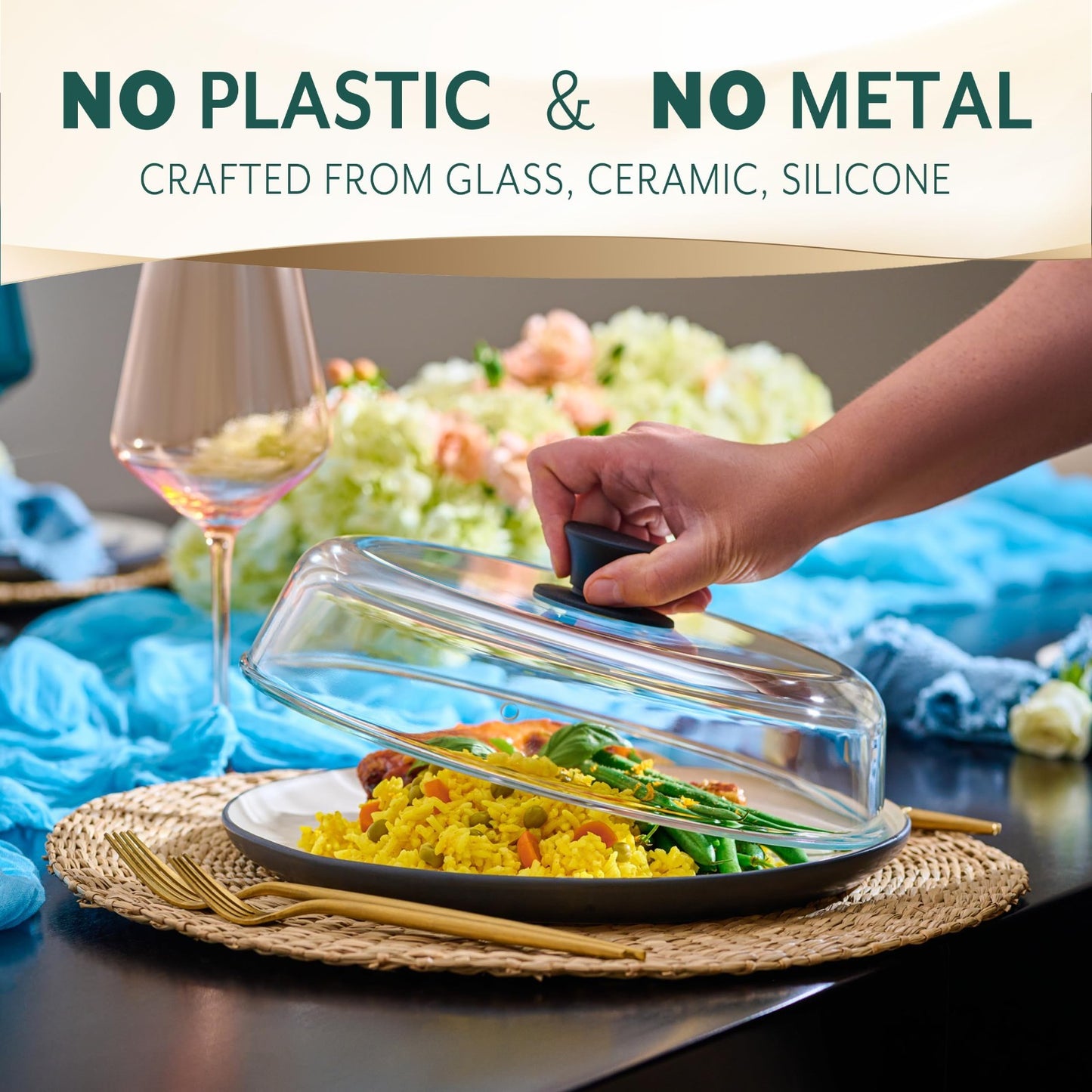 10" Glass Microwave Splatter Cover   BPA Free, Dishwasher Safe, Easy Grip Lid3