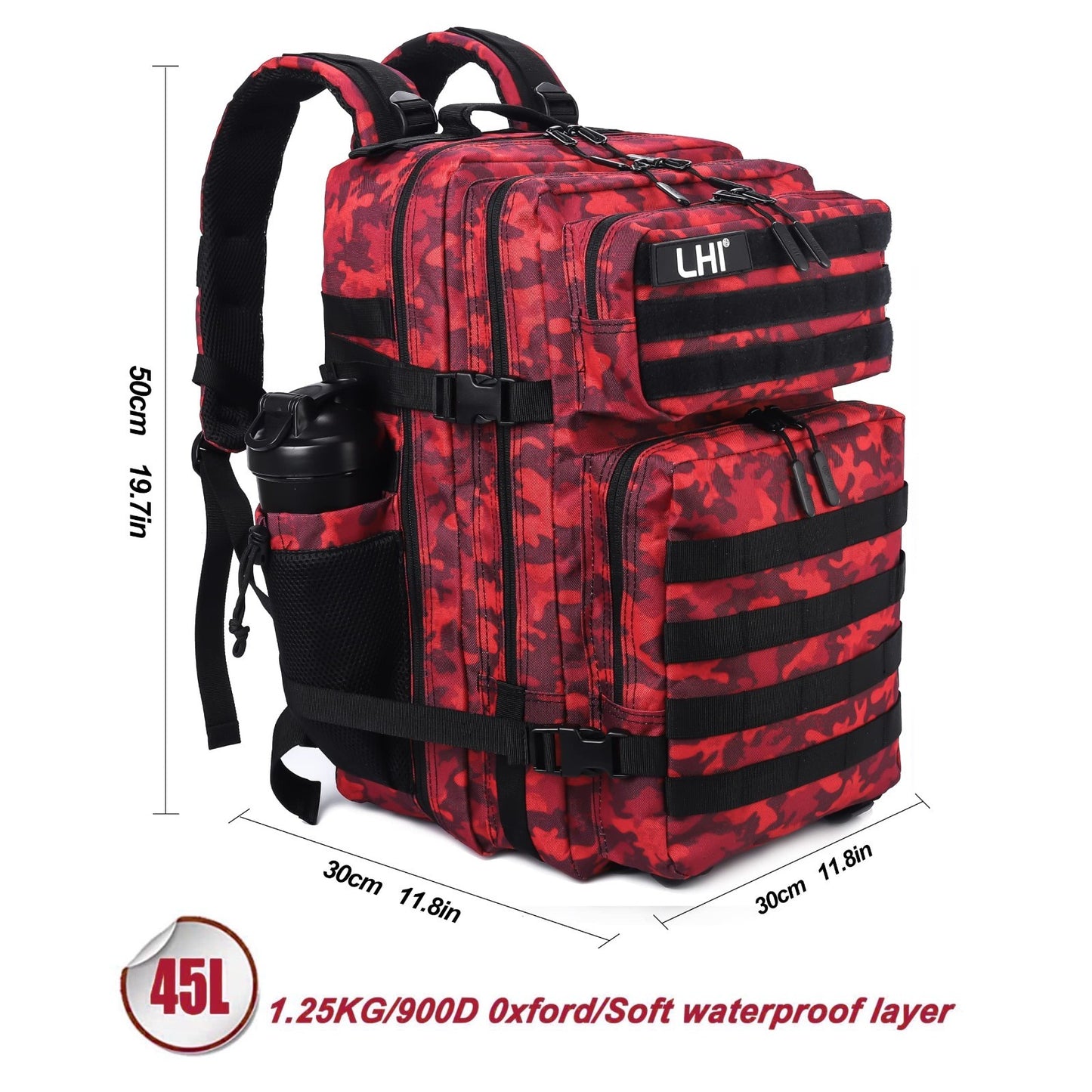 Tactical 45L Military Backpack for Men & Women   3 Day Assault Rucksack, Molle S2