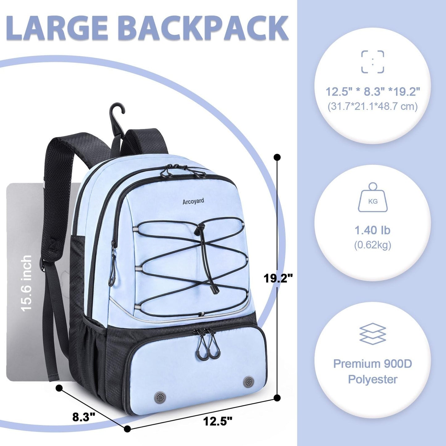 Tennis Bag for 2 Rackets, Women's Professional Backpack with Ventilated Shoe Com6
