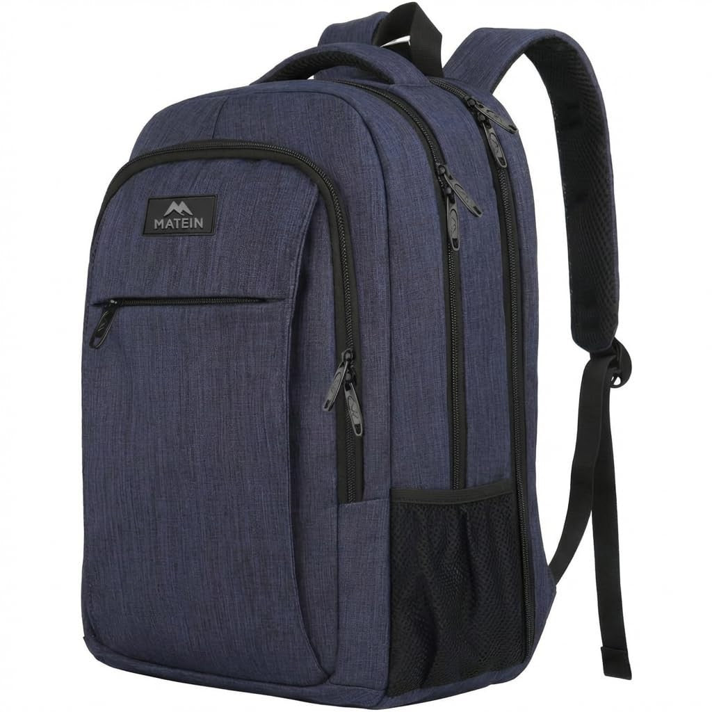 Slim Blue Laptop Backpack for Travel, Lightweight with Laptop Compartment & Pock1