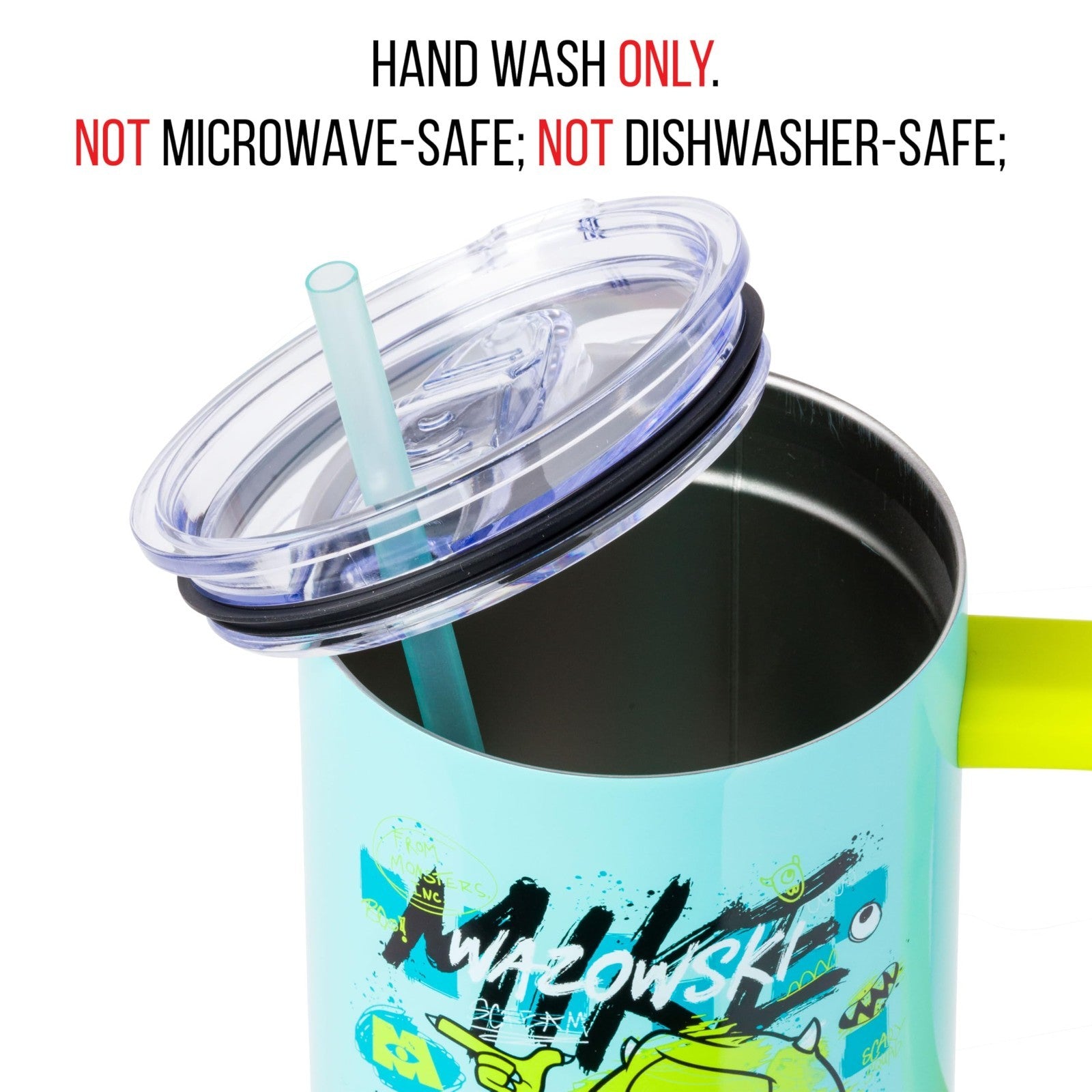 40oz Double Walled Stainless Steel Tumbler with Handle   Mike Wazowski Design, F4