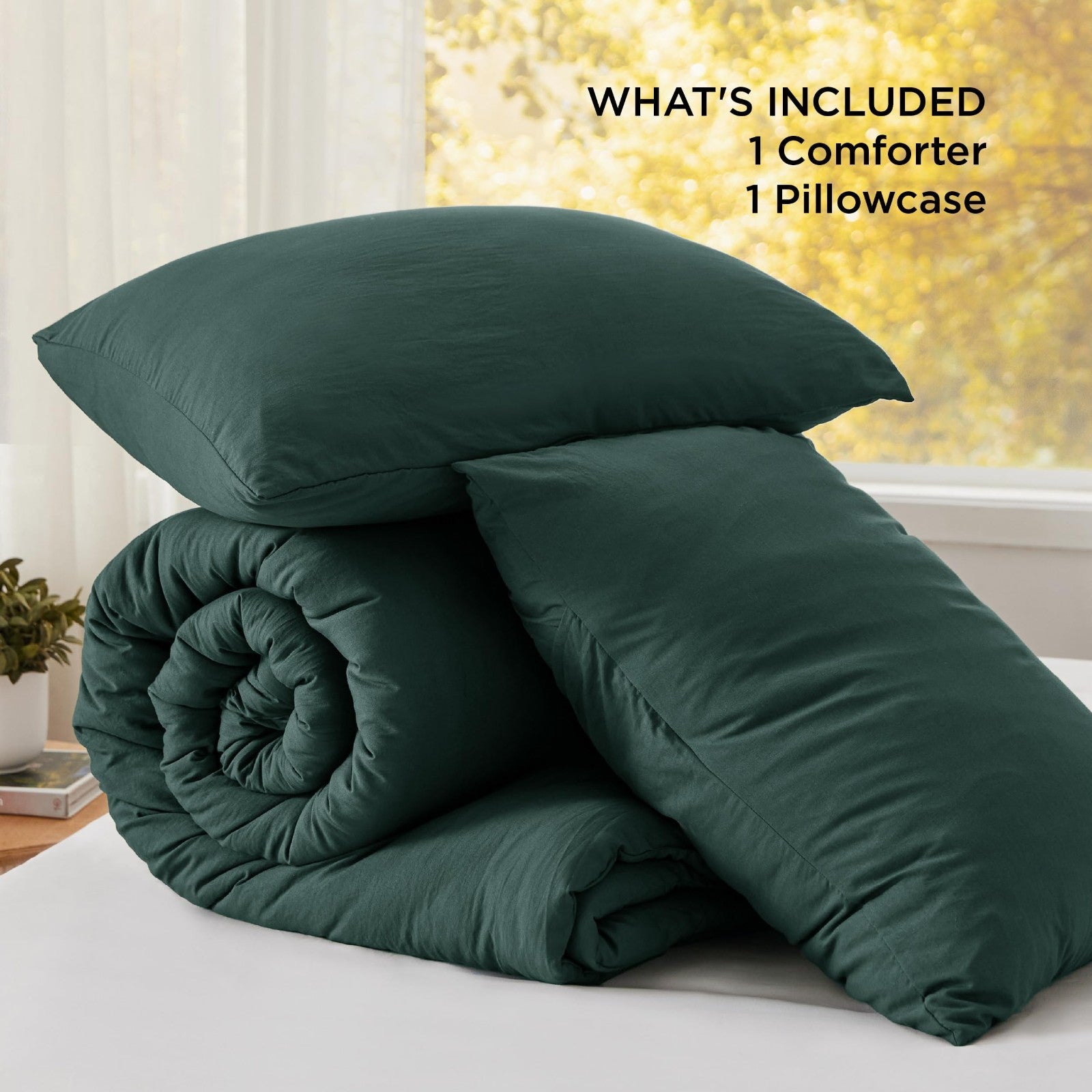 Twin/Twin XL Comforter Set - Forest Green Soft Bedding, 2 Pieces, Lightweight Al5