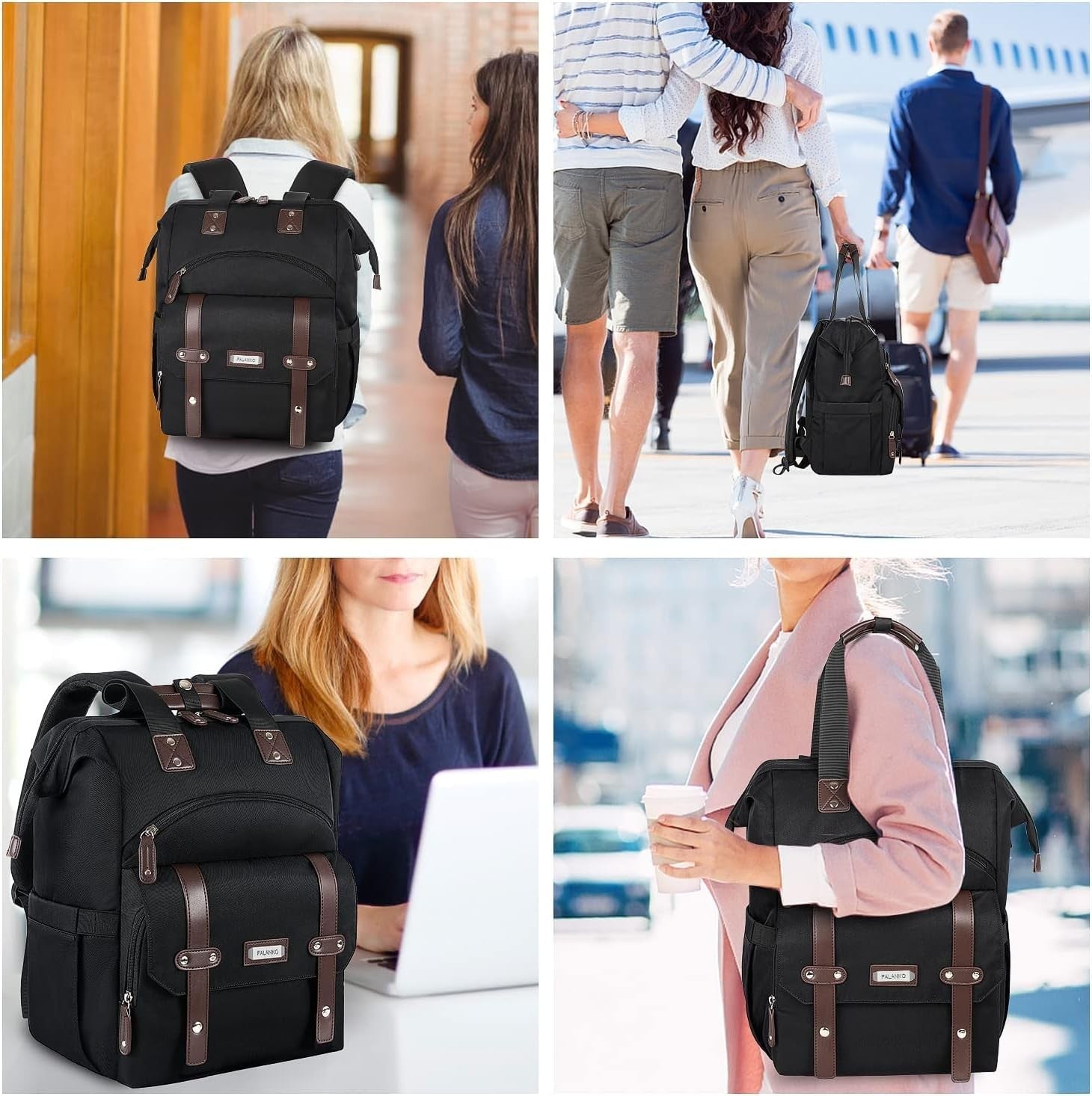Stylish Laptop Backpack for Women & Men, 15.6" Water Resistant RFID Travel Bag6