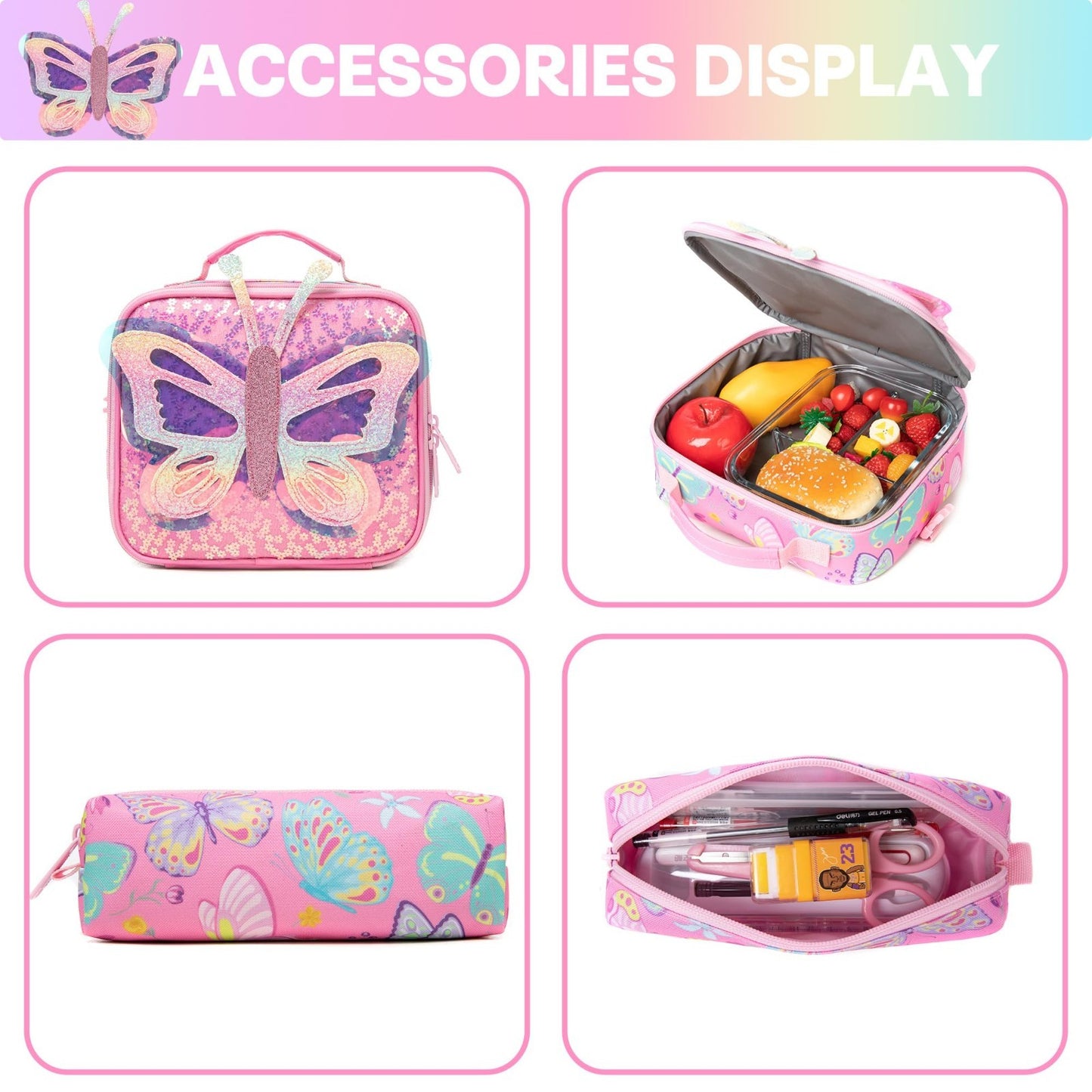 Rolling Backpack for Girls   3 in 1 Wheeled Luggage, Kids Suitcase & Lunch Box  5