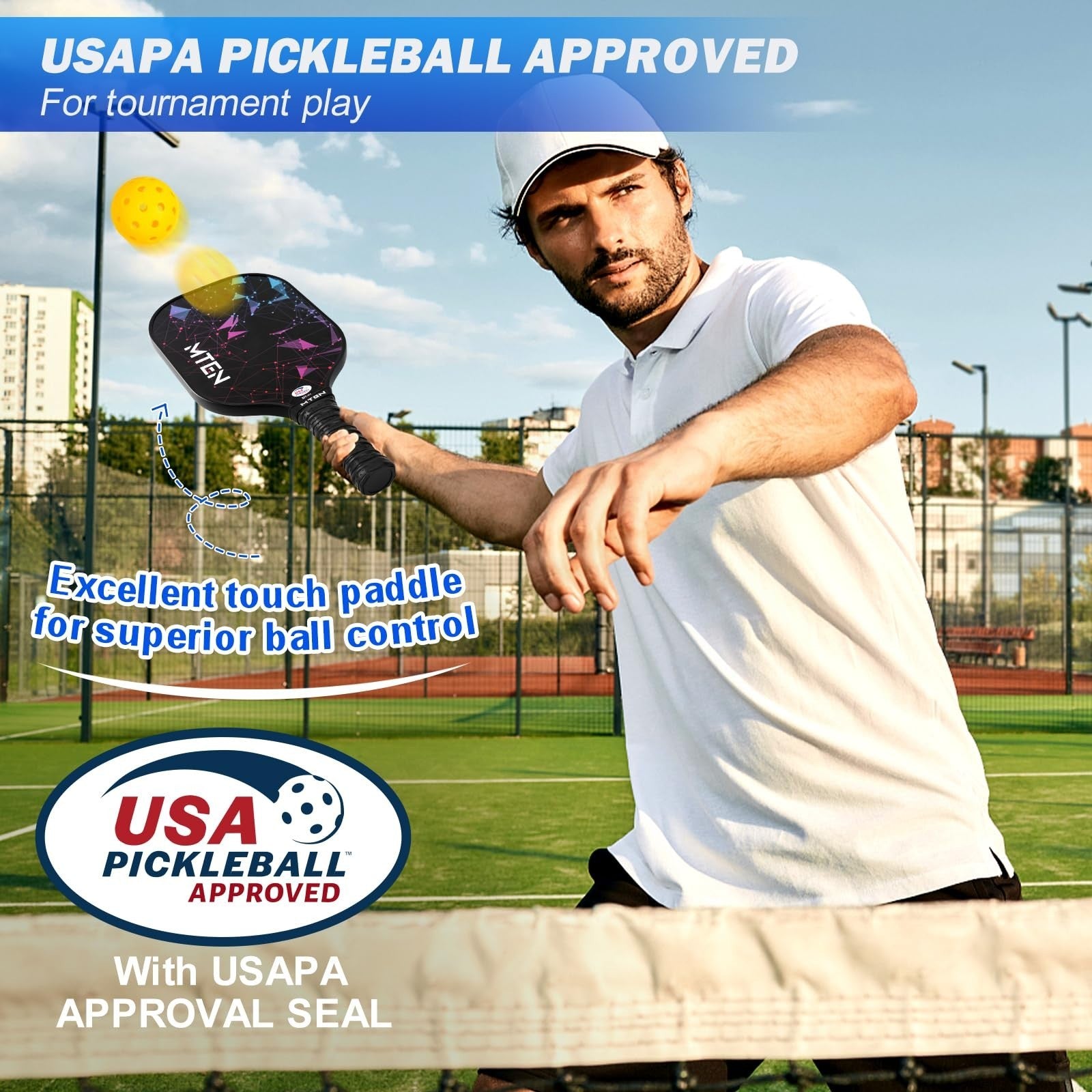 Pickleball Paddle Set of 2/4/1 - USAPA Approved Fiberglass Rackets, Lightweight1