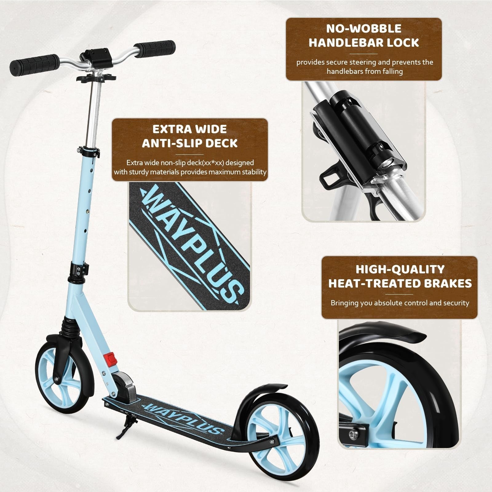 Kick Scooter for Ages 6+, Kids, Teens & Adults - 8" Big Wheels, 240lb Capacity12