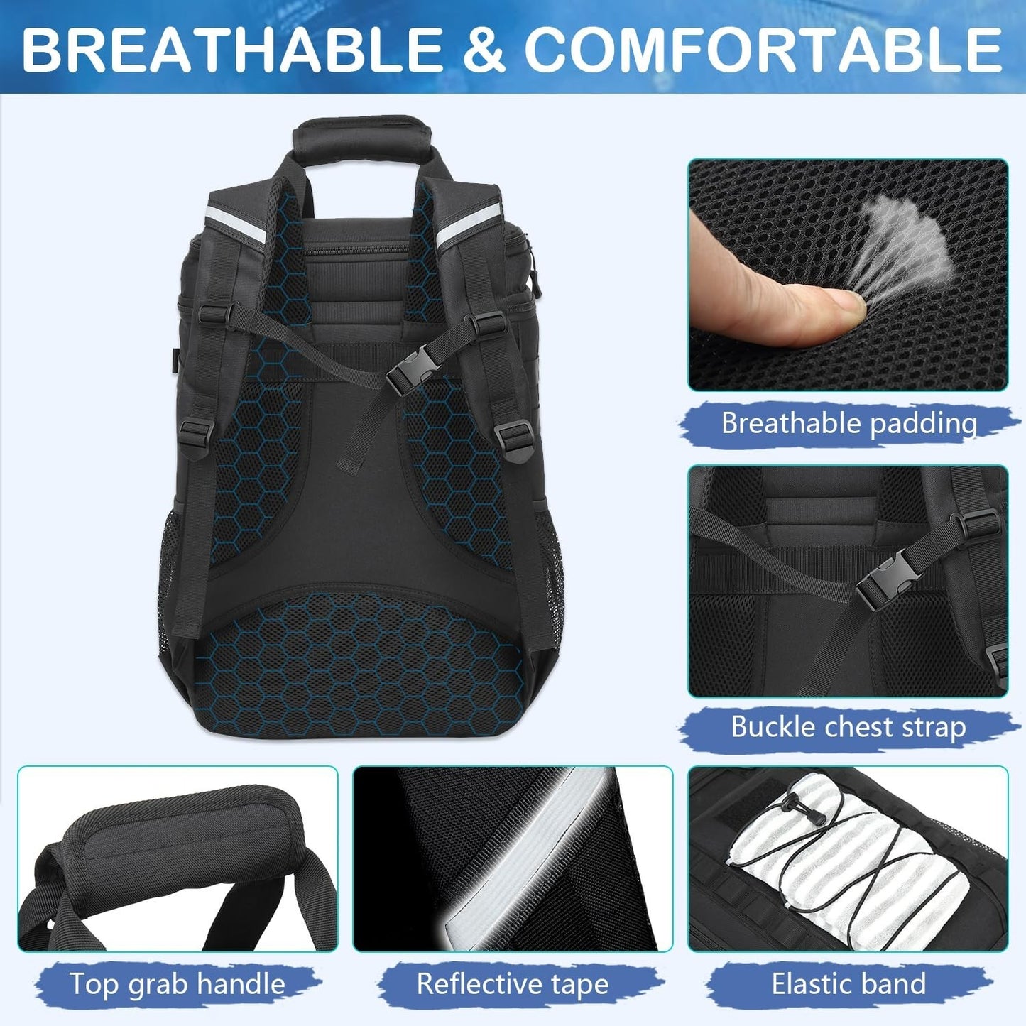 Tactical Insulated Backpack Cooler - 42 Can Leak Proof Soft Cooler for Camping,4