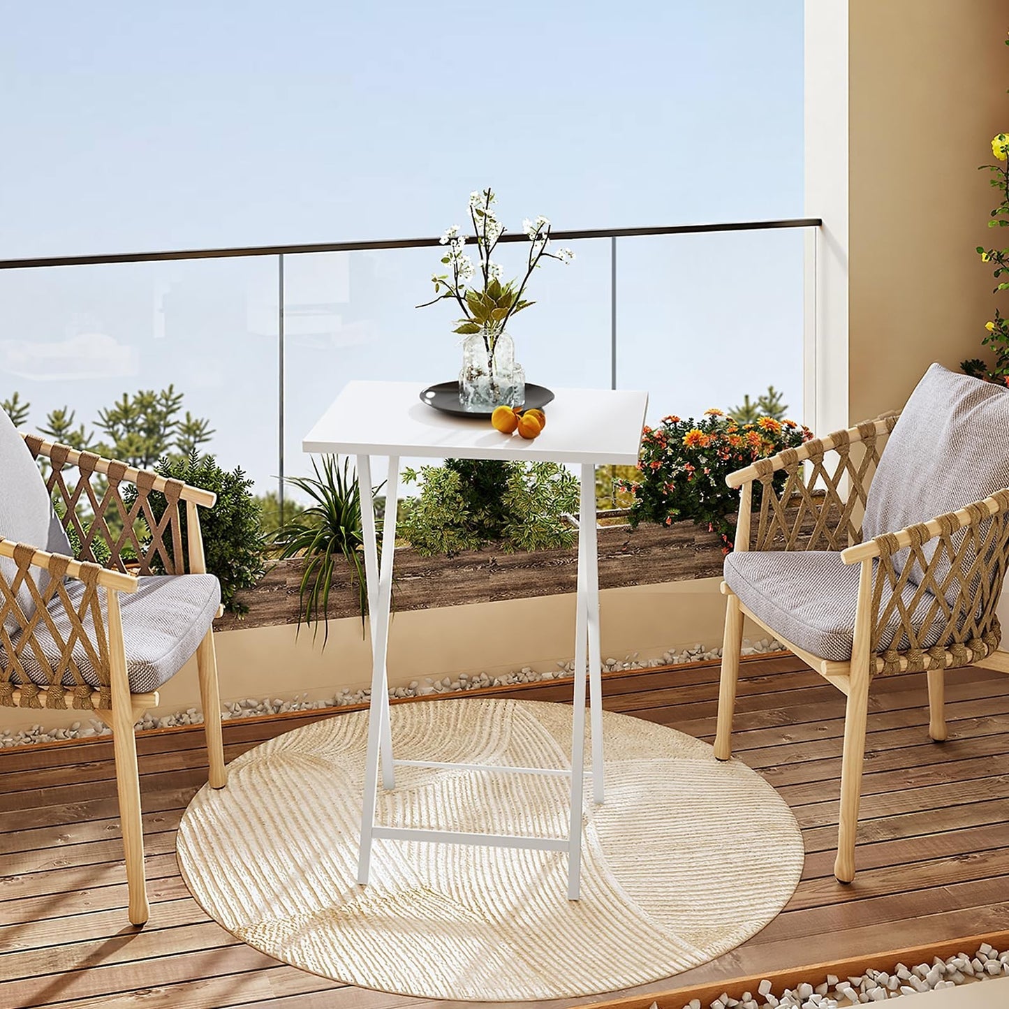 Set of 2 Folding Snack Tables for Small Spaces - Industrial Style, Easy Assembly2