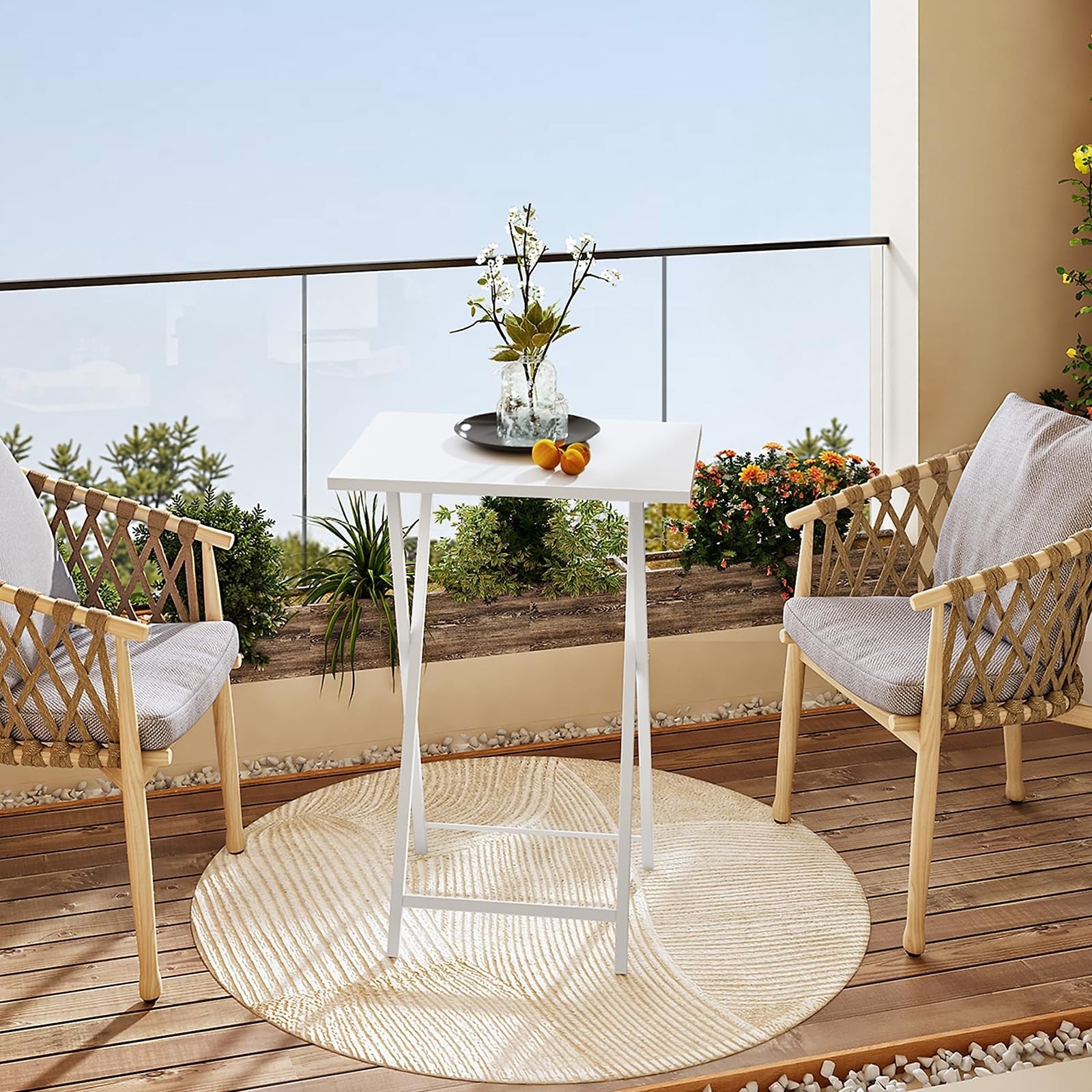 Set of 2 Folding Snack Tables for Small Spaces - Industrial Style, Easy Assembly2