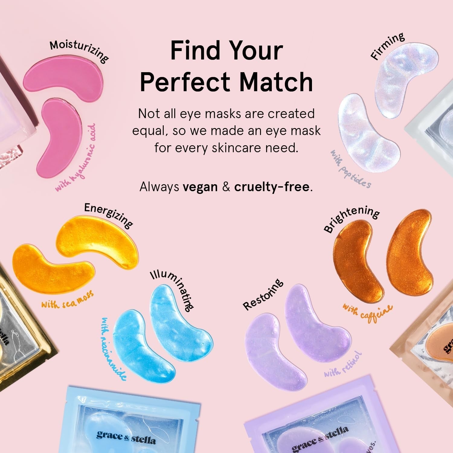 Under Eye Masks - Reduce Dark Circles, Puffiness, Wrinkles - 72 Gel Patches, Veg3