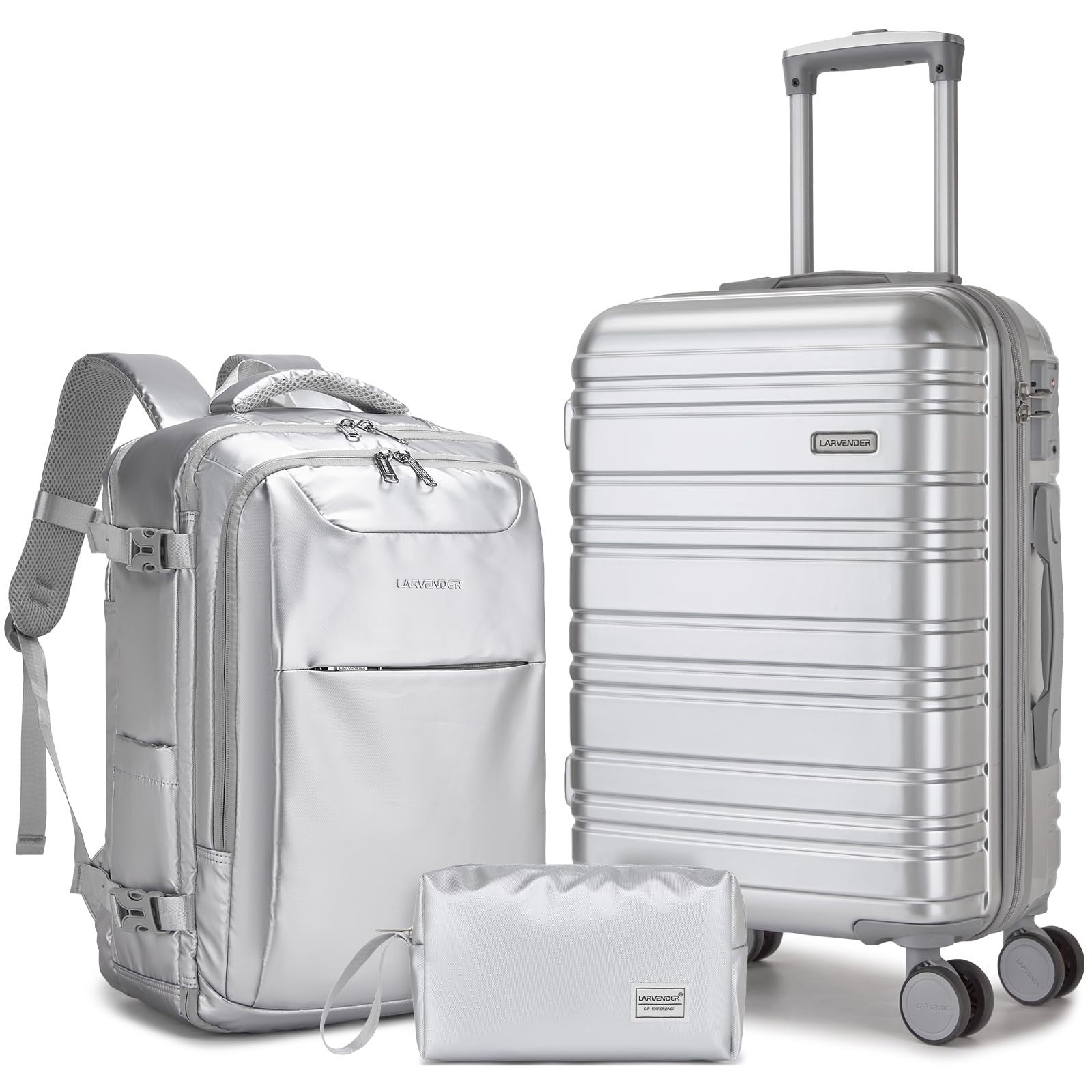 3-Piece Carry-On Luggage Set - 20" Hardshell Suitcases, TSA Lock, 360° Wheels, X1
