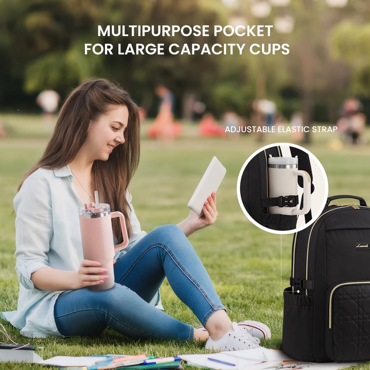 Stylish Waterproof Laptop Backpack for Women, 15.6" Large Capacity, Travel Purse2