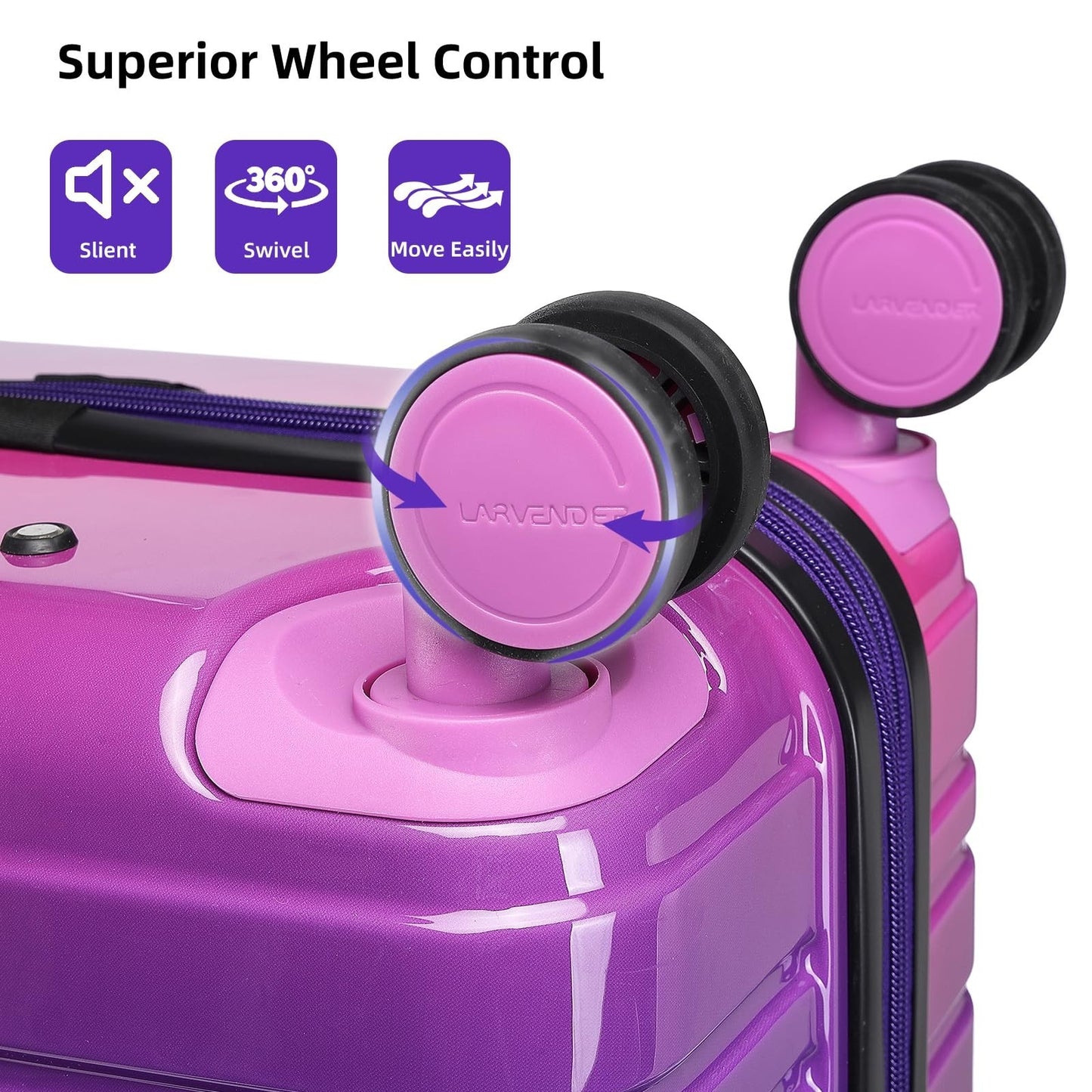 3-Piece Carry-On Luggage Set, 20" Hardshell Suitcases, TSA Lock, 360° Wheels, Ba6