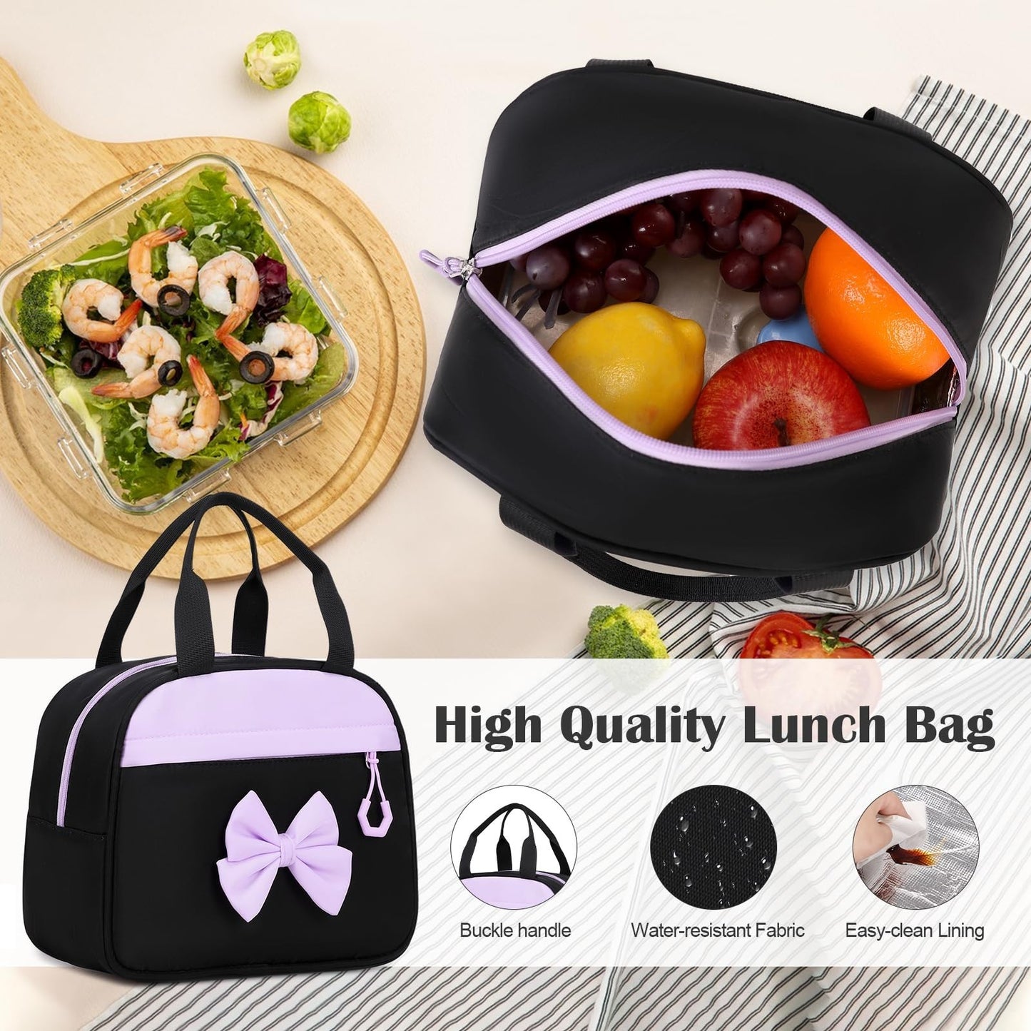 Cute Bow Backpack for Girls   School Bag Set with Lunch Bag & Pen Case5
