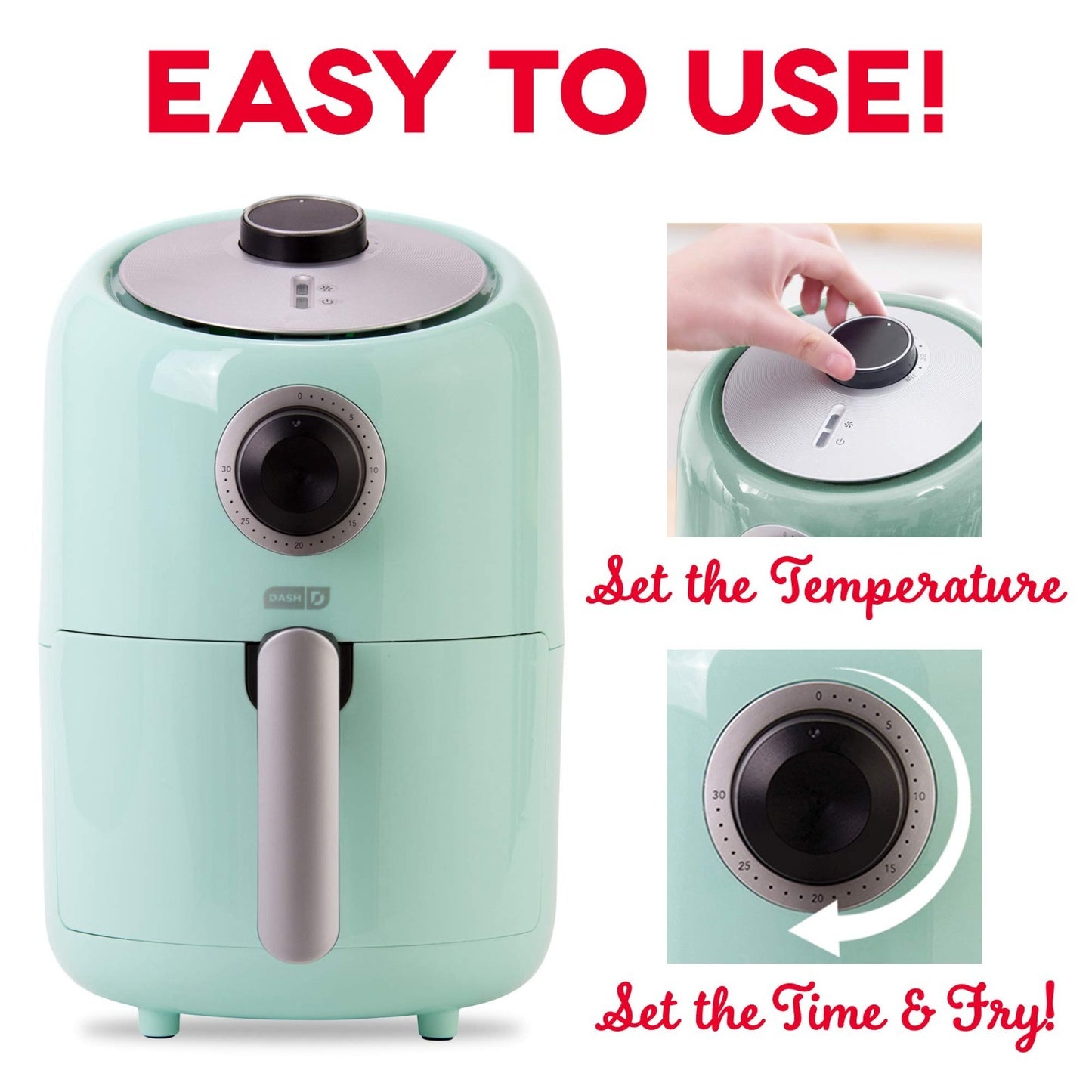 Compact Air Fryer 2 Quart - Healthy Cooking, Auto Shut-Off, Adjustable Temp, Non4