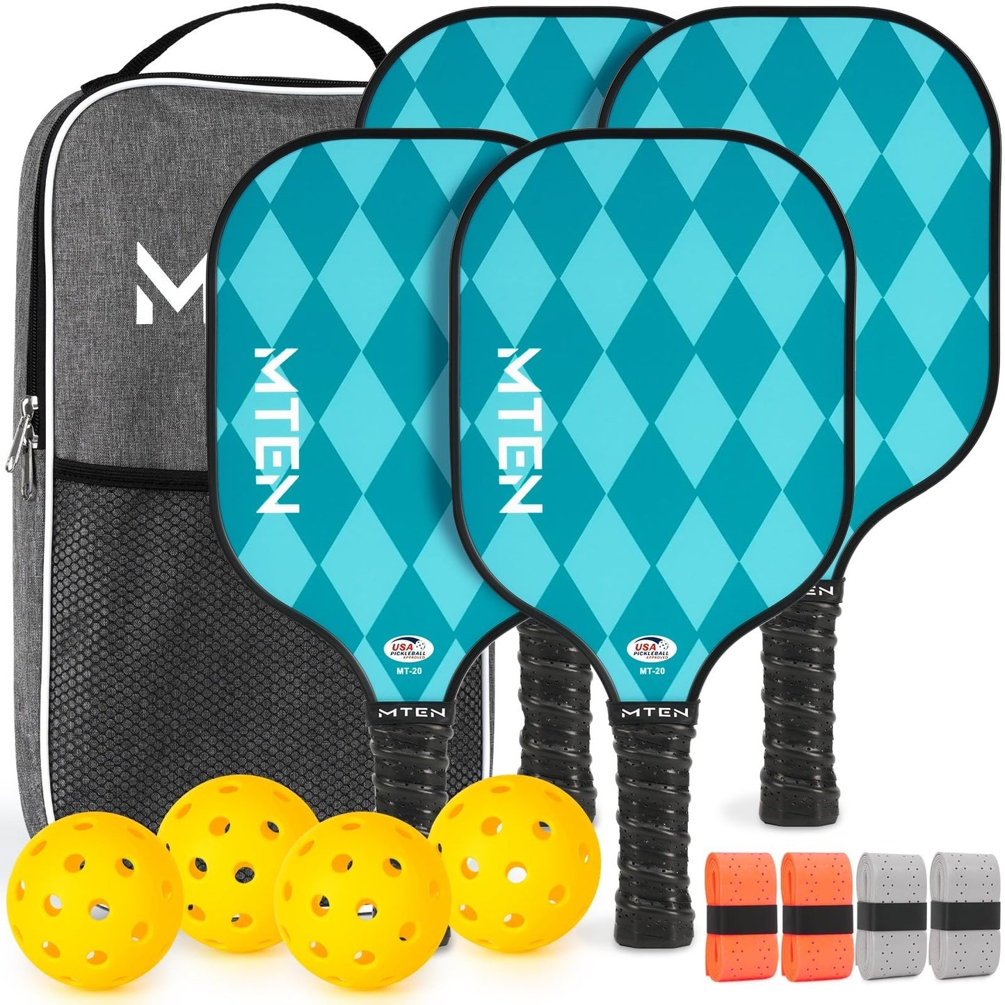 Pickleball Paddle Set of 2/4/1 - USAPA Approved Fiberglass Rackets, Lightweight0