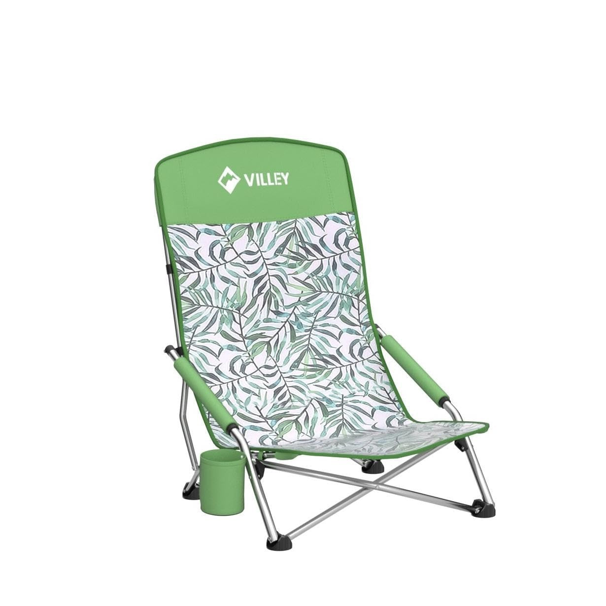 Lightweight Folding Beach Chairs - 2 Pack, High Back, Portable with Cup Holder,4