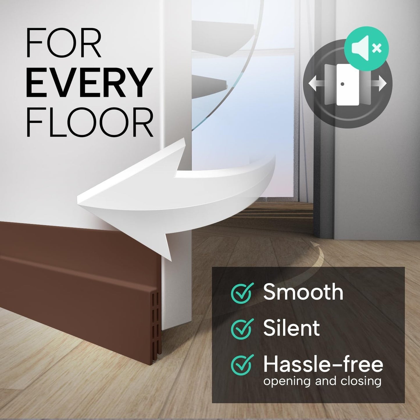 Premium Door Draft Stopper   Energy Saving Door Sweep Seal Strip, 39" Brown3