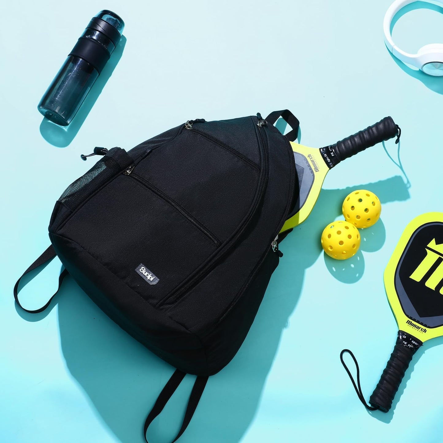 Water-Resistant Pickleball Backpack, Convertible Sling Bag with Fence Hook, Hold4