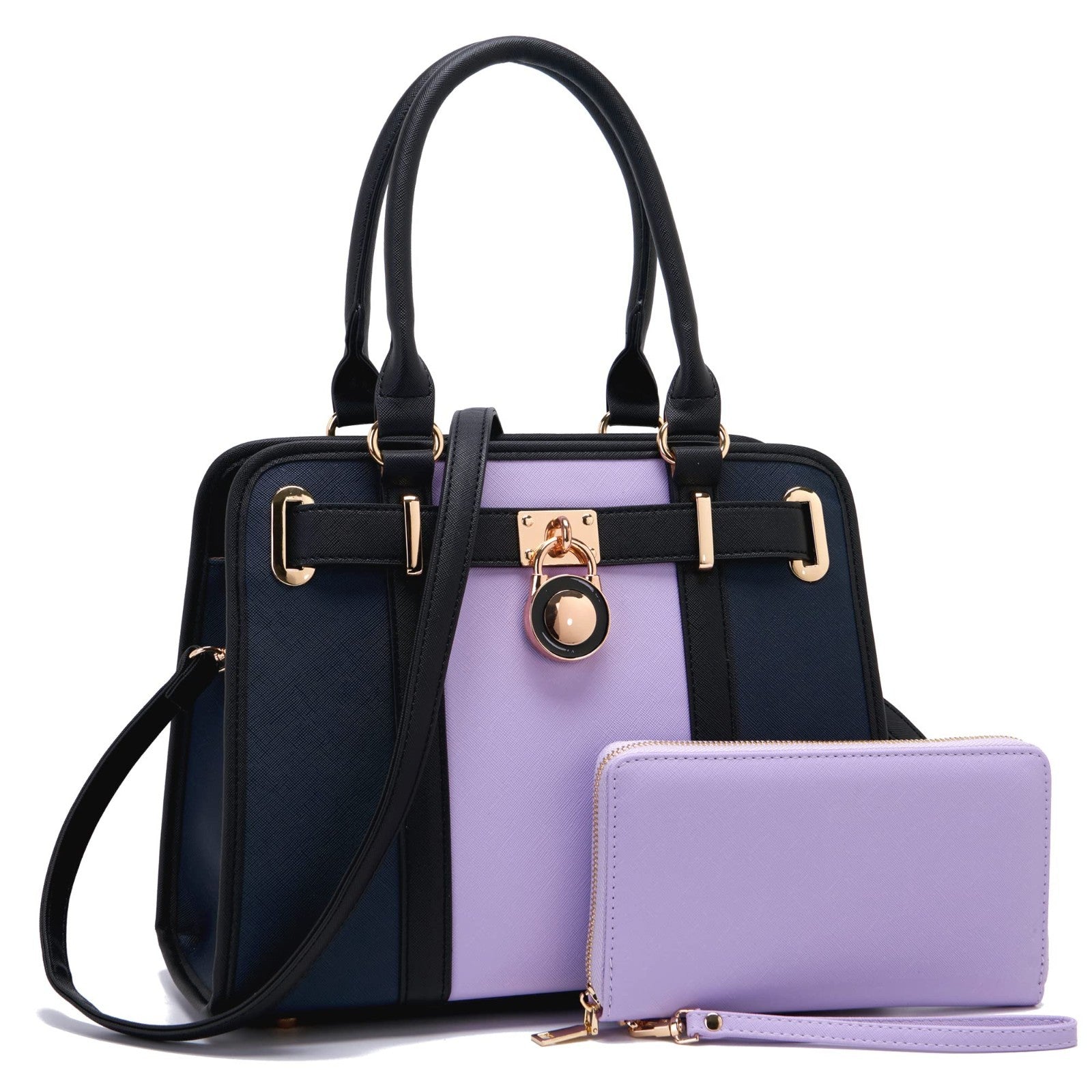 Stylish Structured Satchel Tote Handbag Set for Women with RFID Wallet - Chic &7