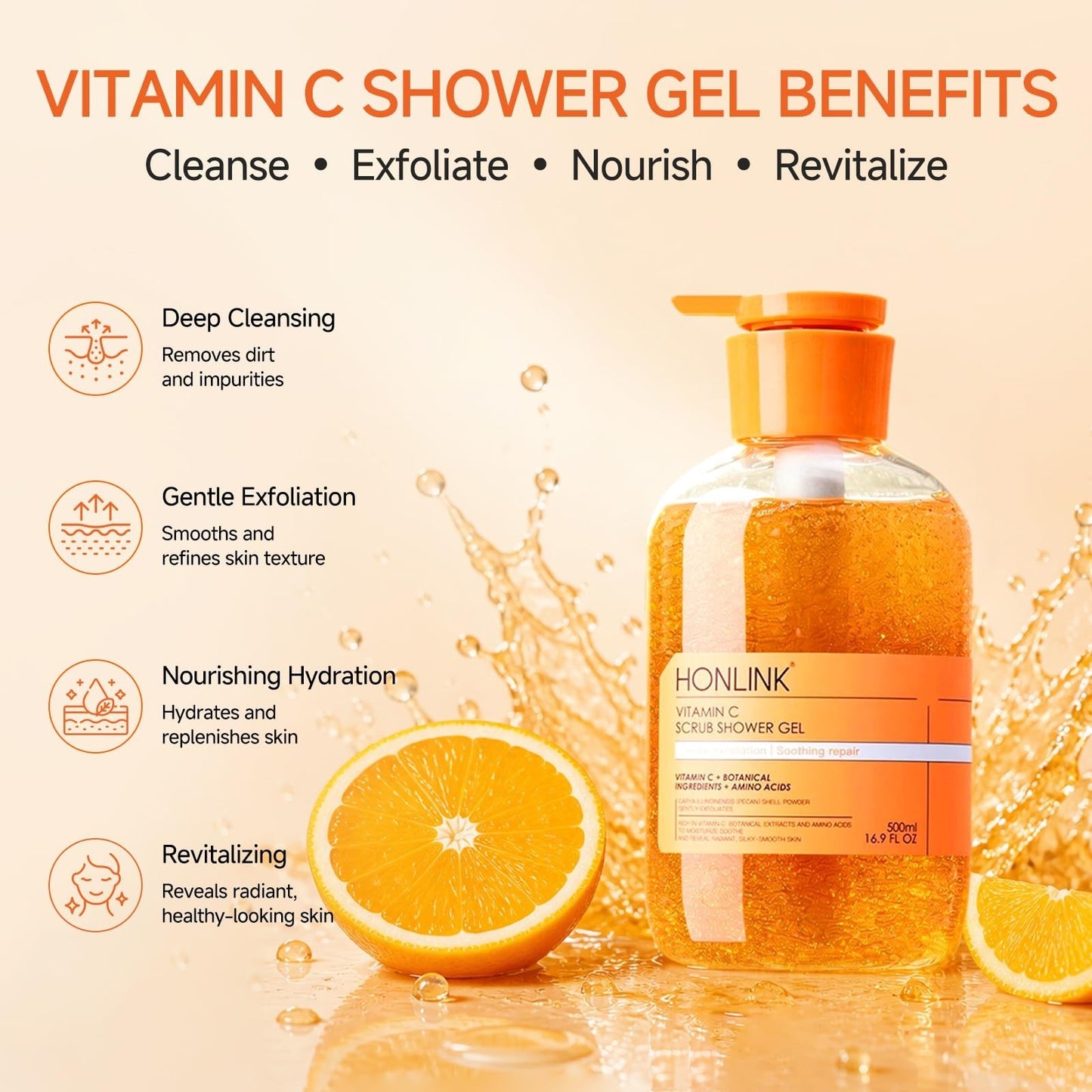 Vitamin C Skincare Gift Set for Women   Facial Care + Exfoliating Body Wash, Hyd5