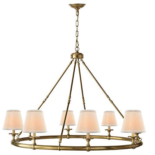 Set of 6 Clip-On White Linen Lamp Shades for Chandelier, 3" x 6" x 57