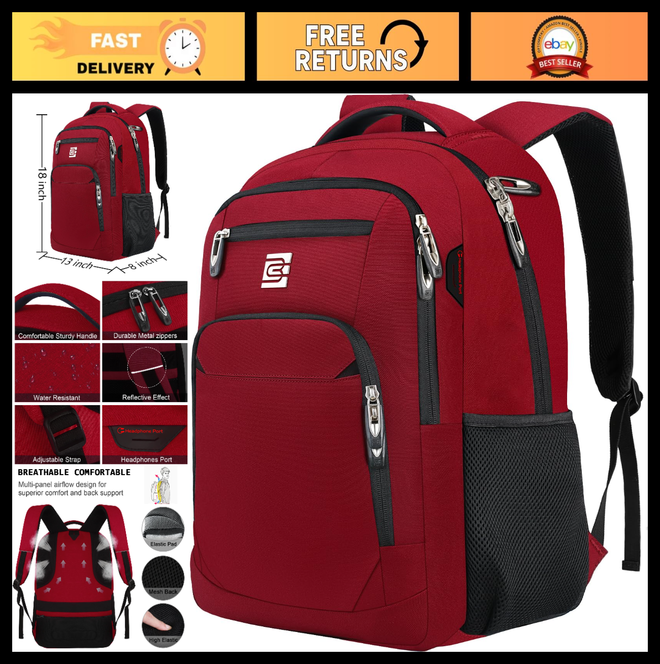 Slim Anti Theft Laptop Backpack for Business Travel & College   Stylish & Durabl0