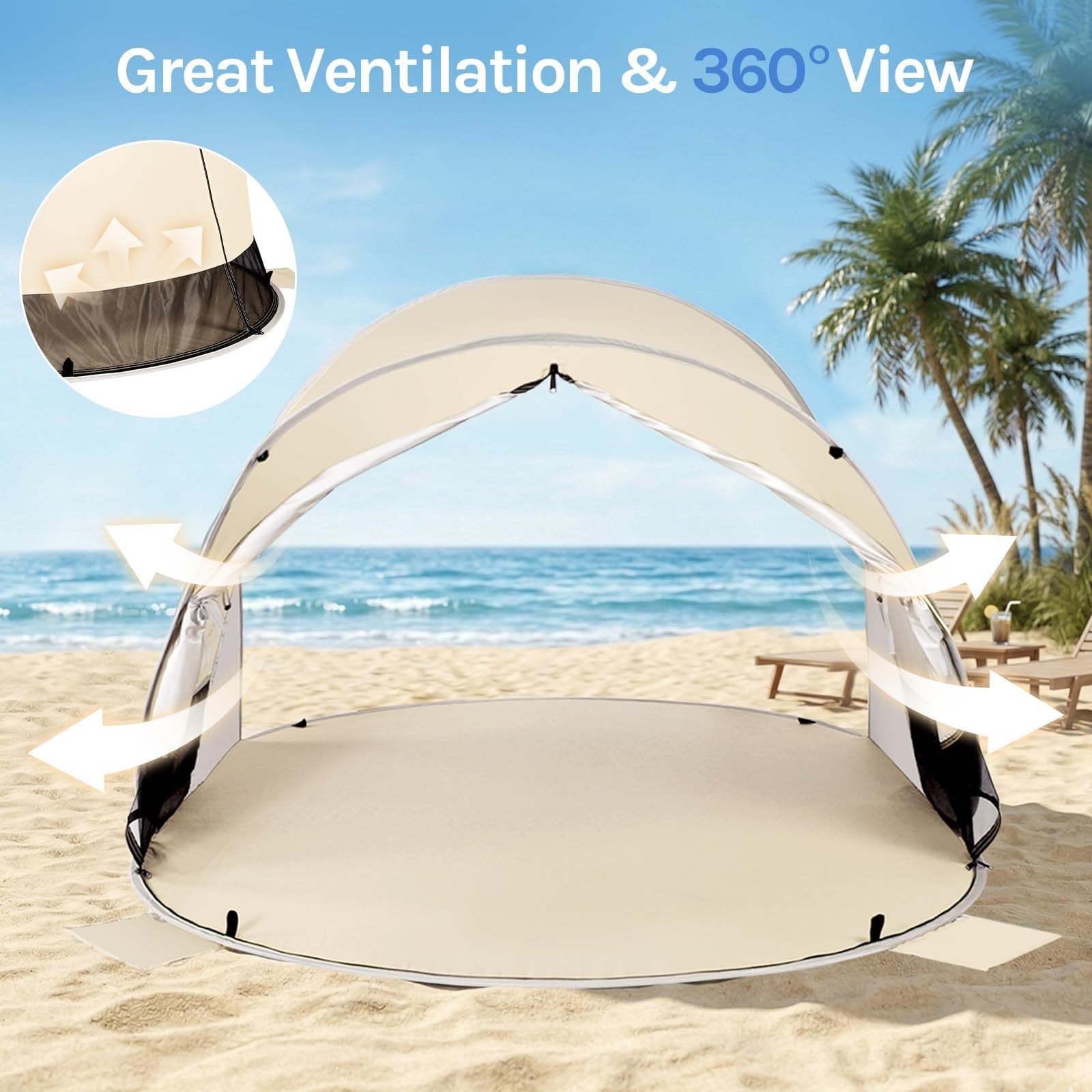 Pop Up Beach Tent Sun Shelter - UPF50+ UV Protection, Instant Setup, Portable Ca5